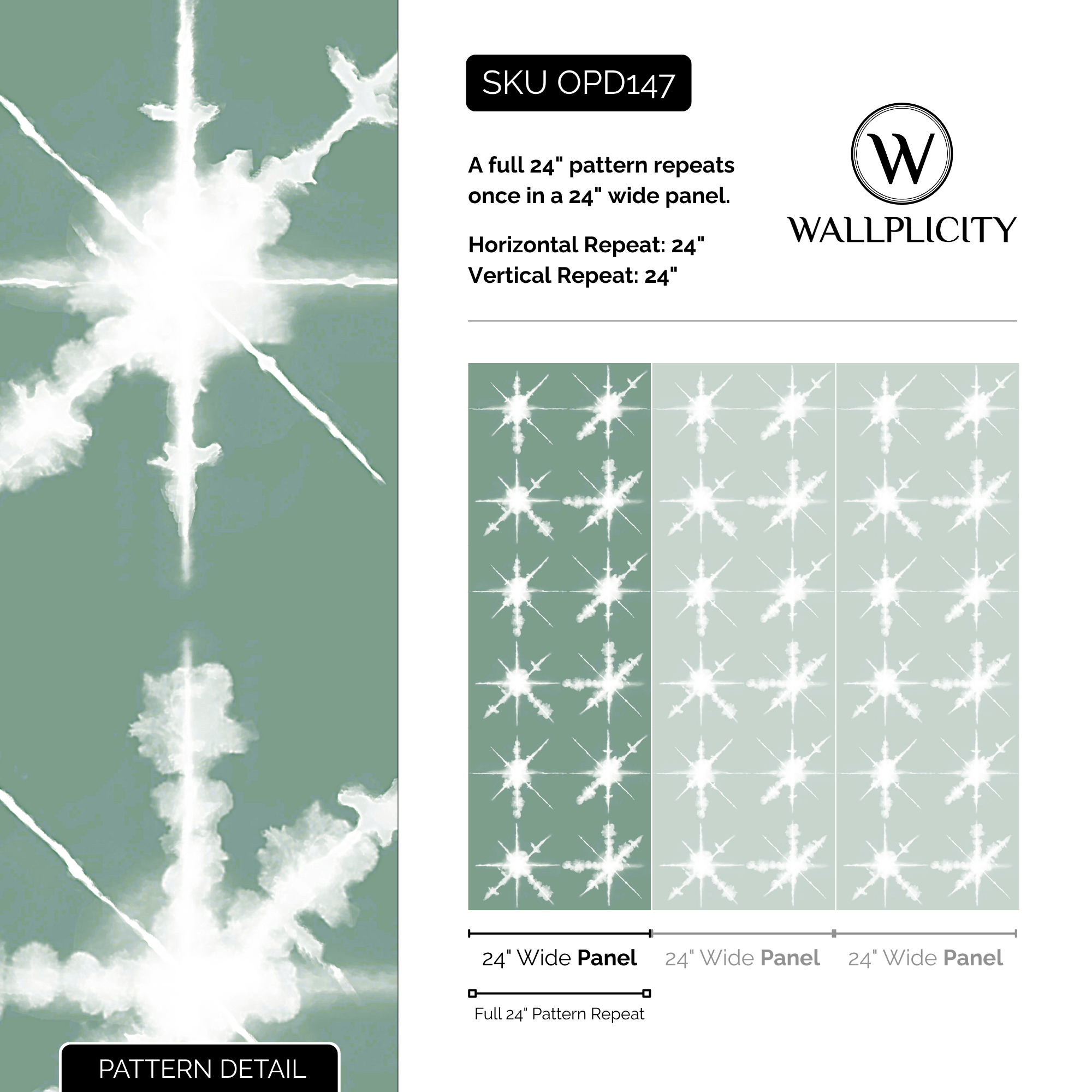 Atomic Sage wallpaper pattern detail and repeat size