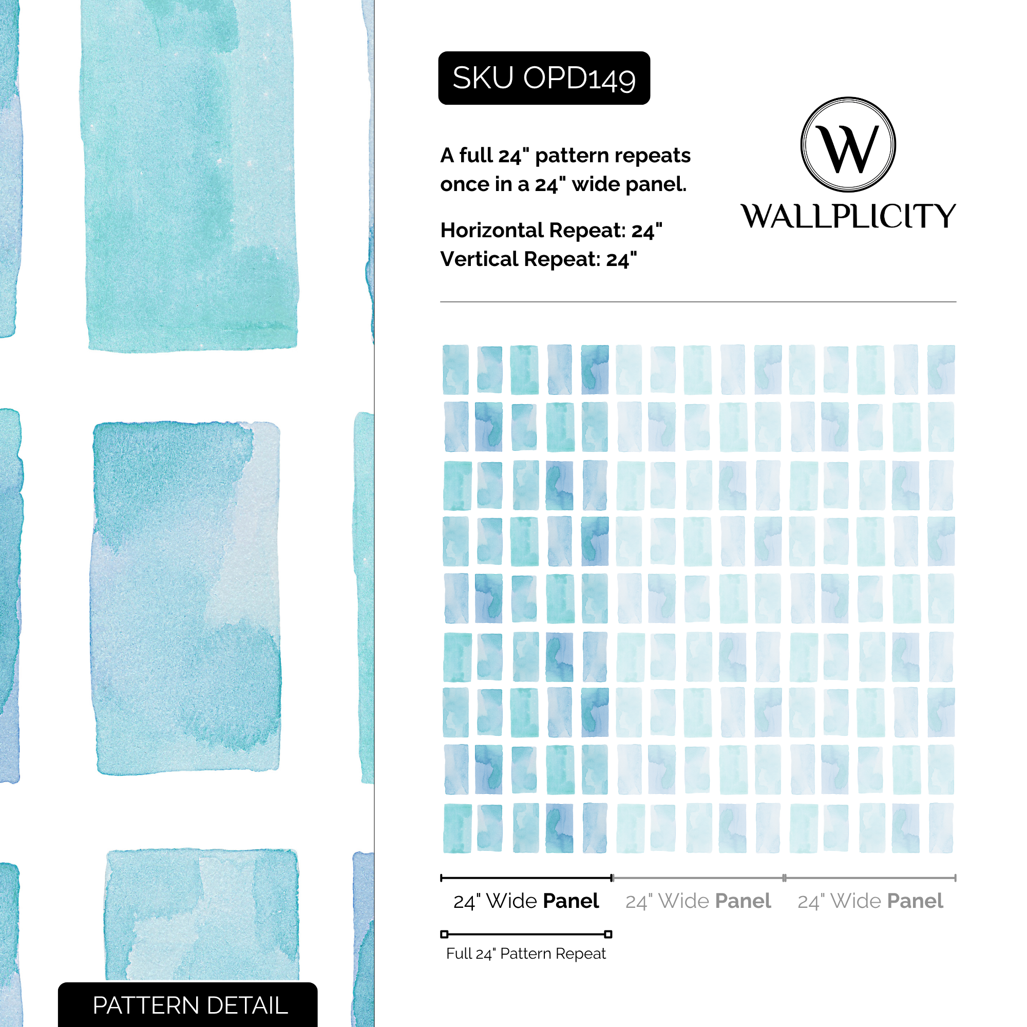 Mosaic Tide wallpaper pattern detail and repeat size