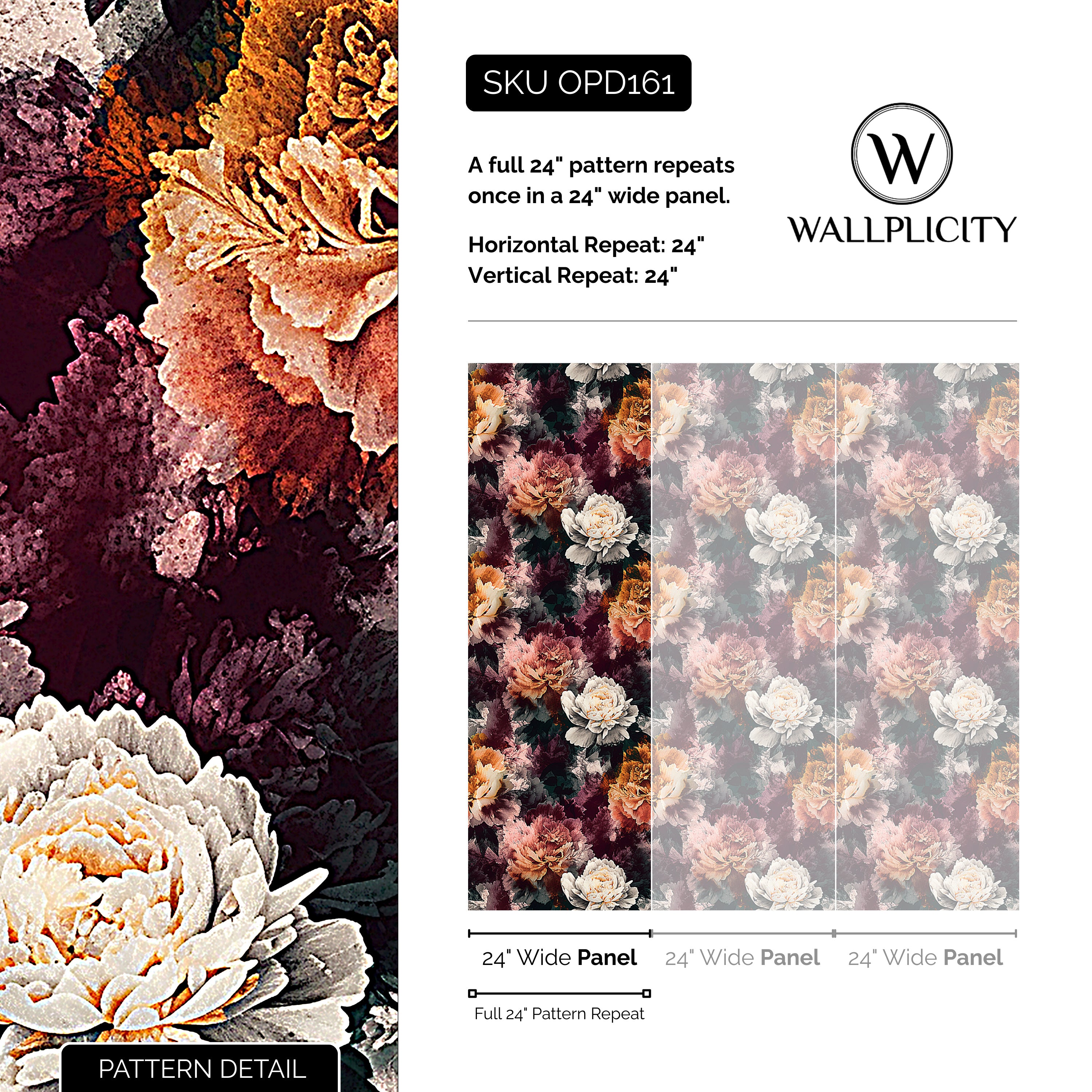 Requiem wallpaper pattern detail and repeat size