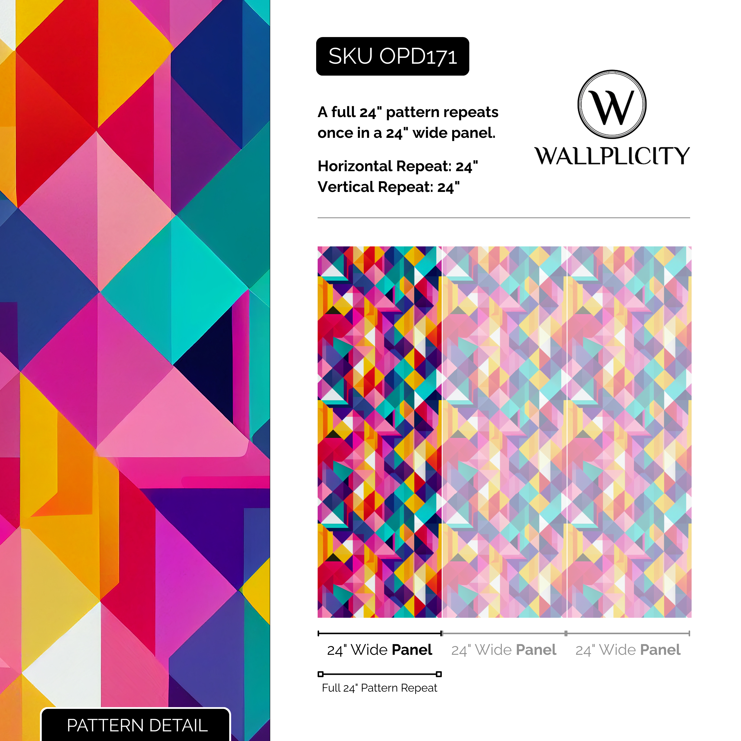Kaleidoscope wallpaper pattern detail and repeat size