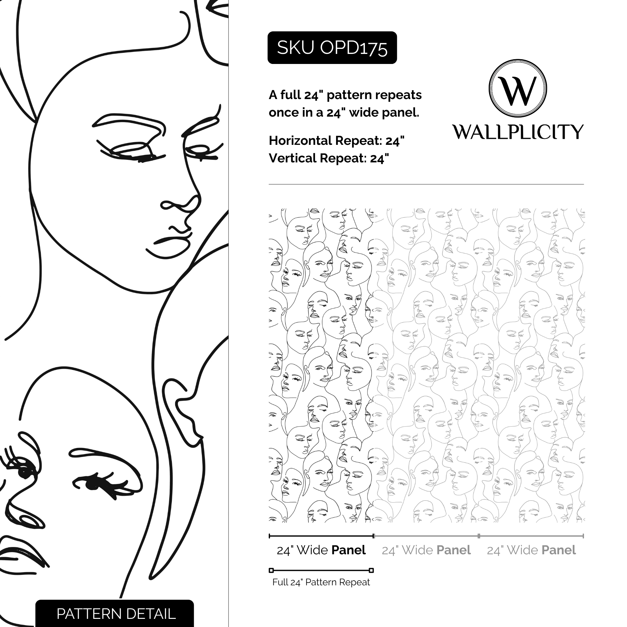 Line Study wallpaper pattern detail and repeat size