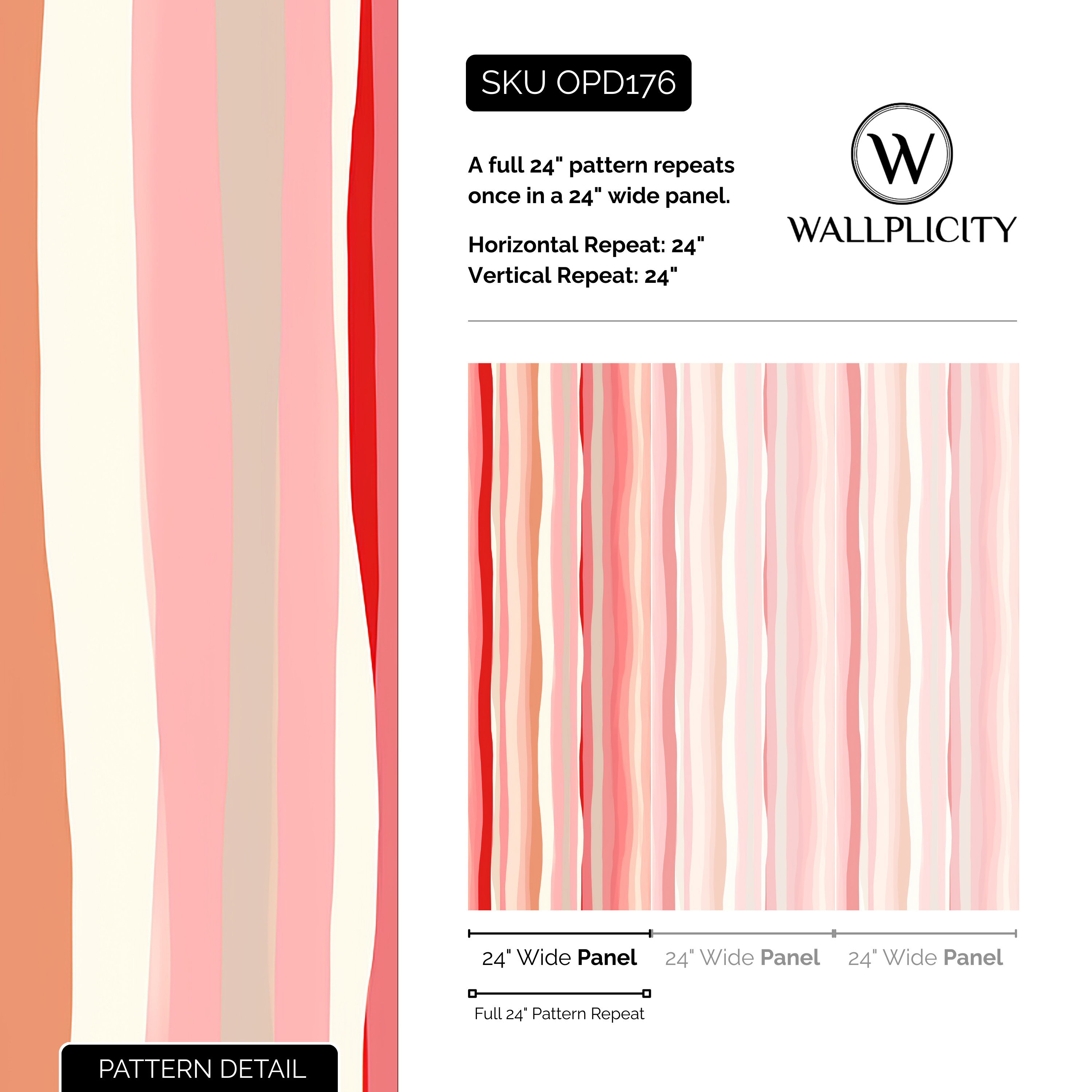 Pink Lemonade wallpaper pattern detail and repeat size
