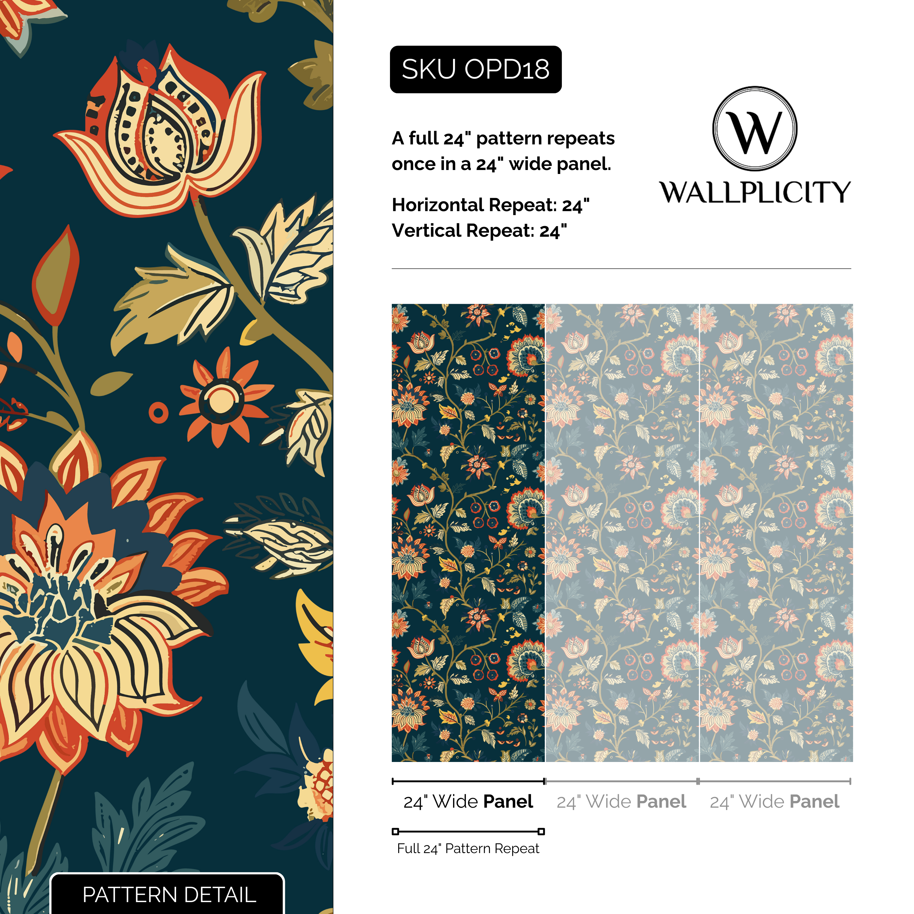 Emerald Arbor wallpaper pattern detail and repeat size