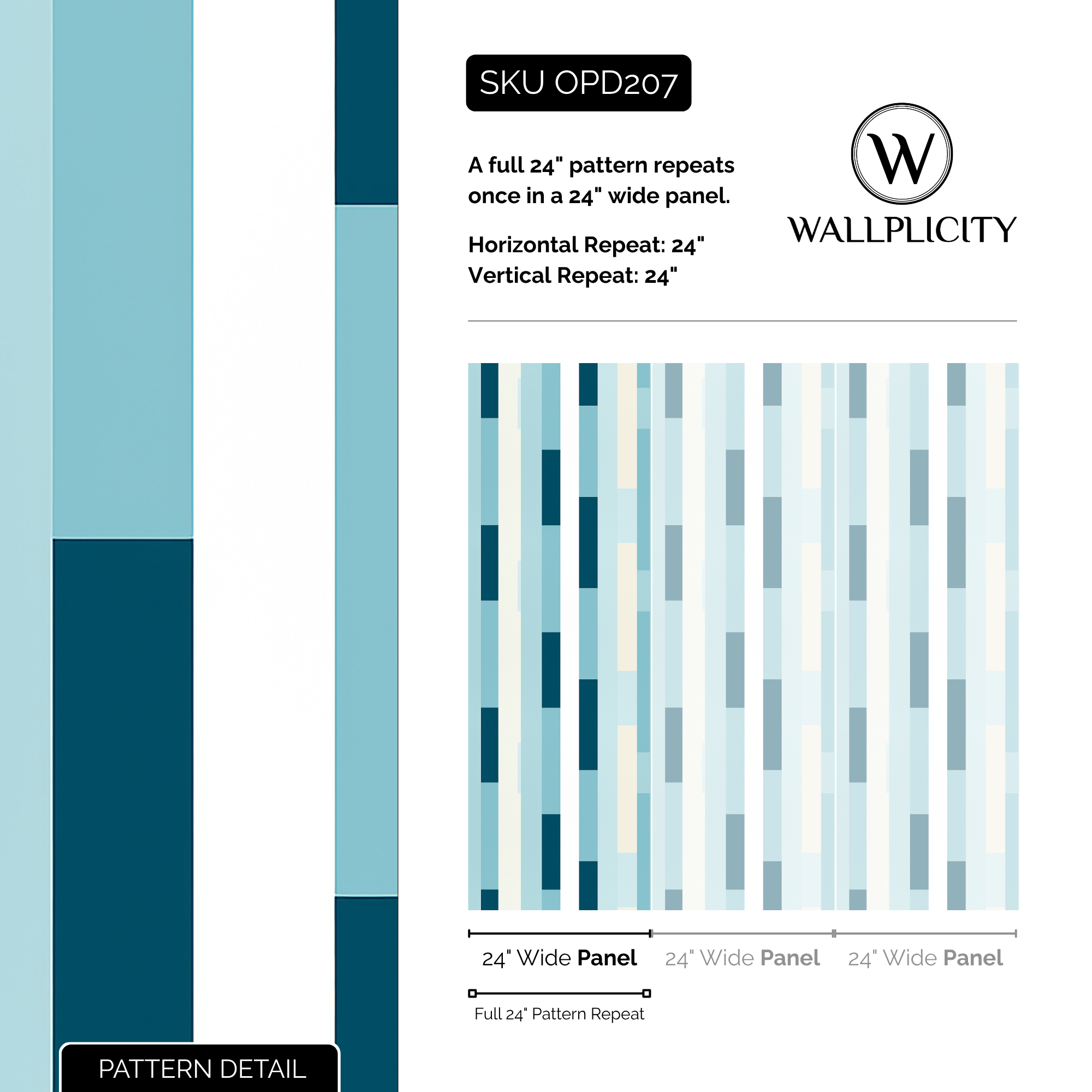 Poolside wallpaper pattern detail and repeat size