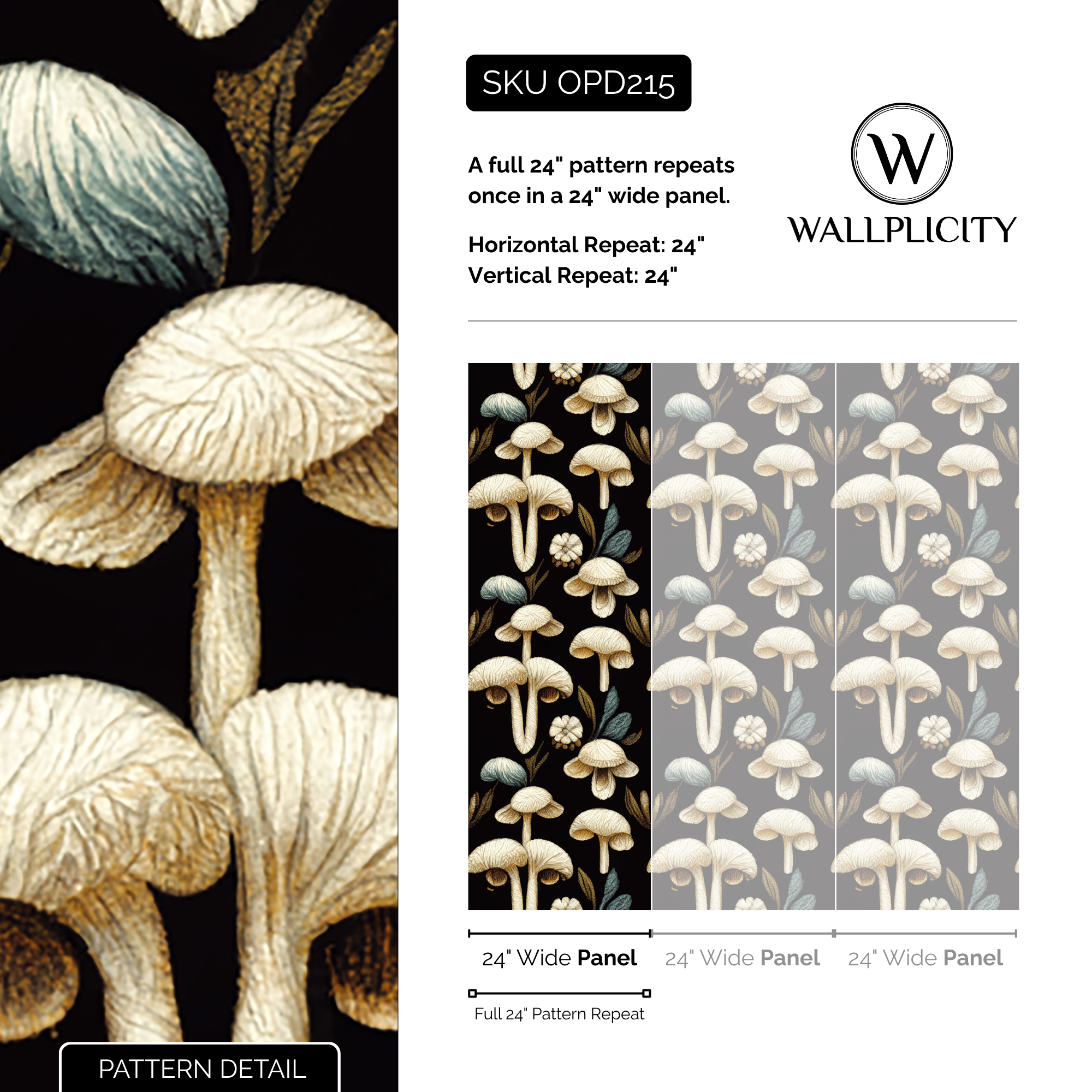 Velvet Cap wallpaper pattern detail and repeat size