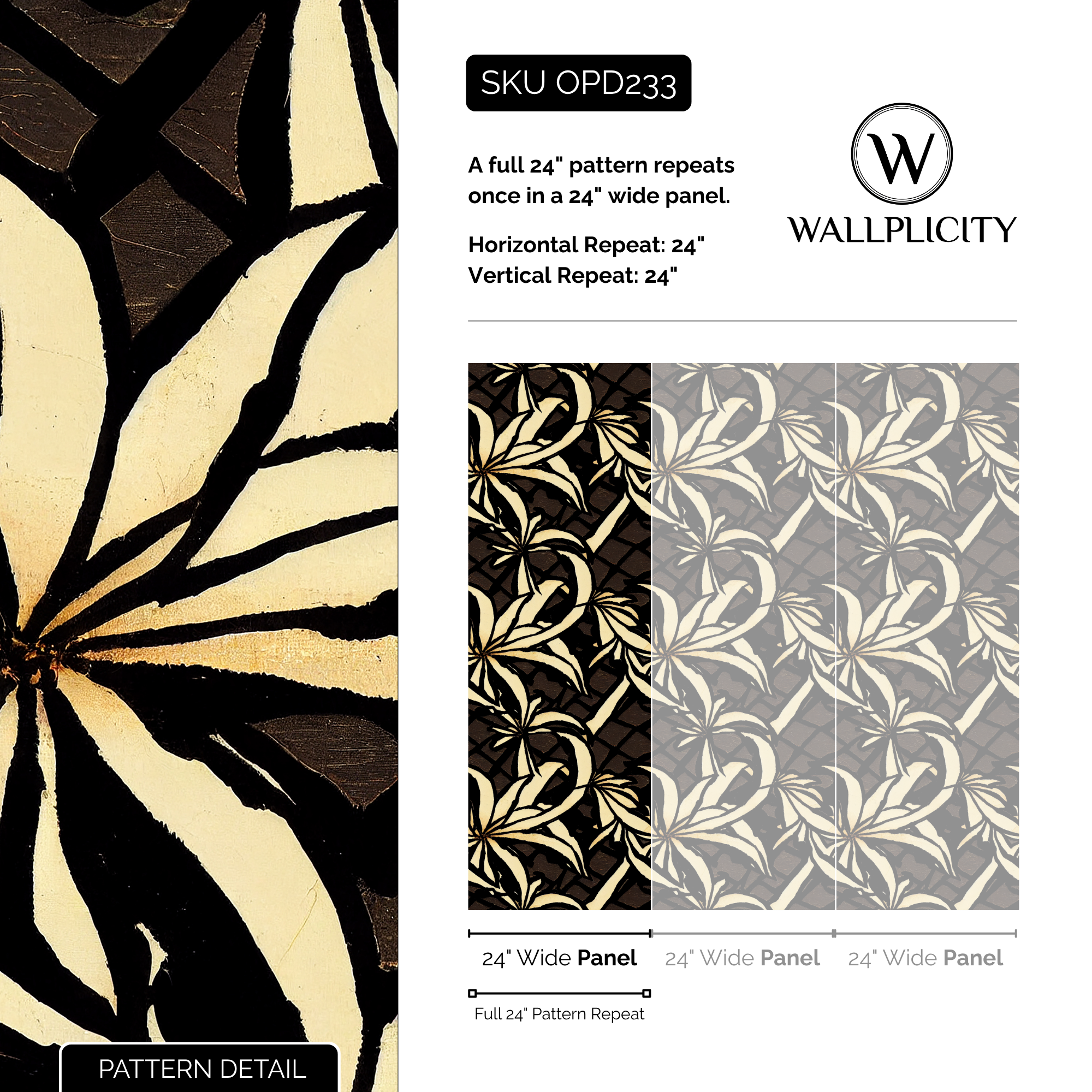 Aloha After Dark wallpaper pattern detail and repeat size