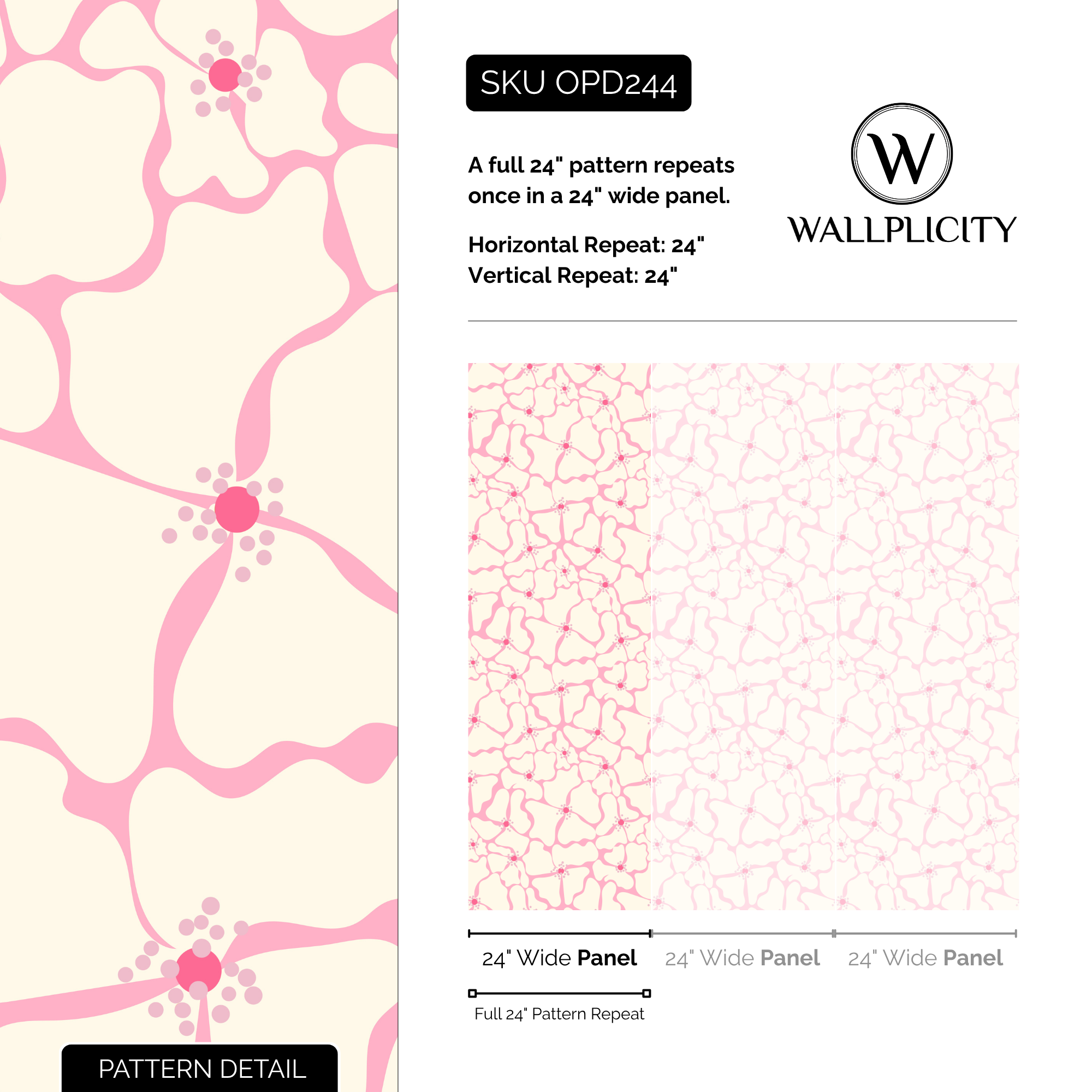Big Bloom wallpaper pattern detail and repeat size