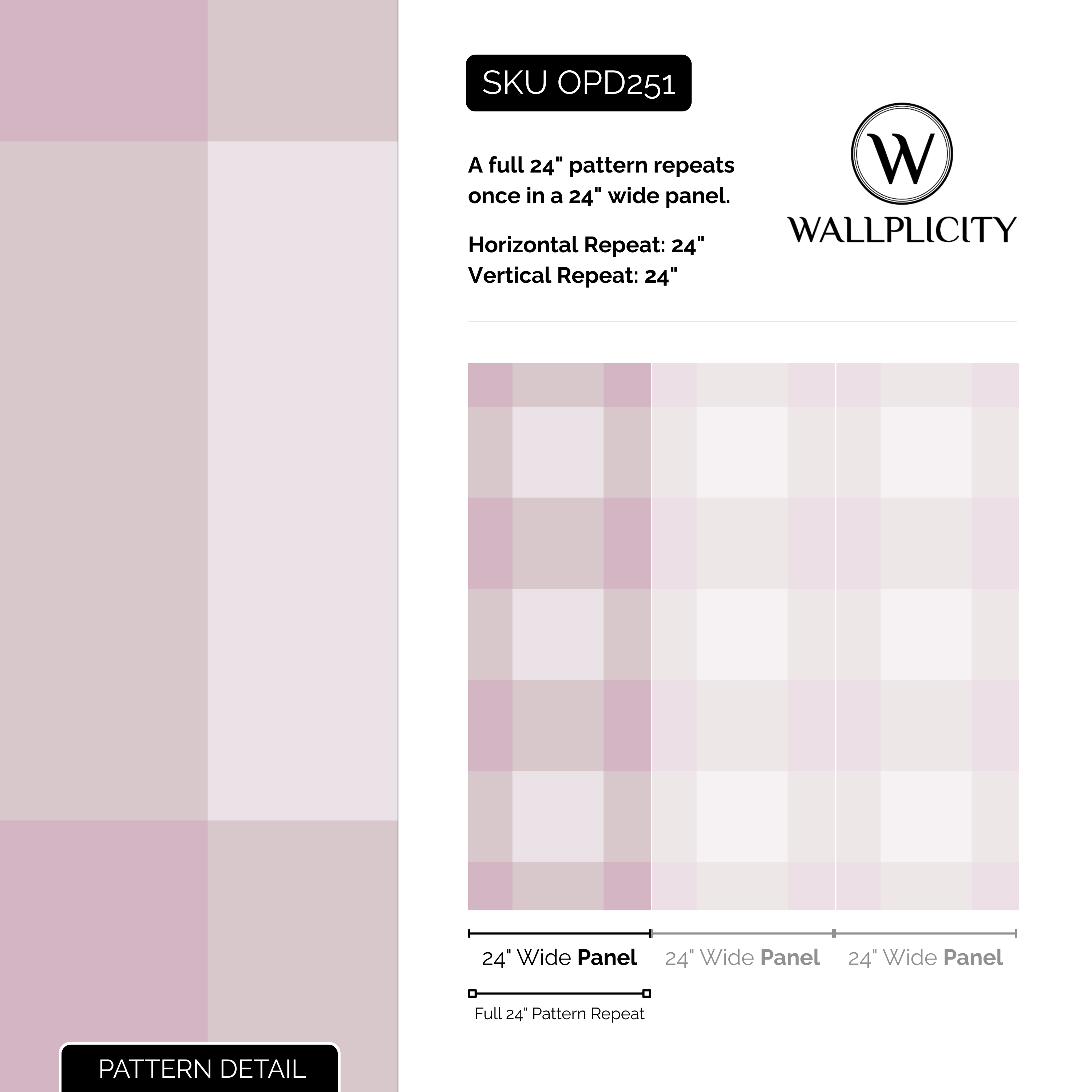 Picnic Plaid wallpaper pattern detail and repeat size