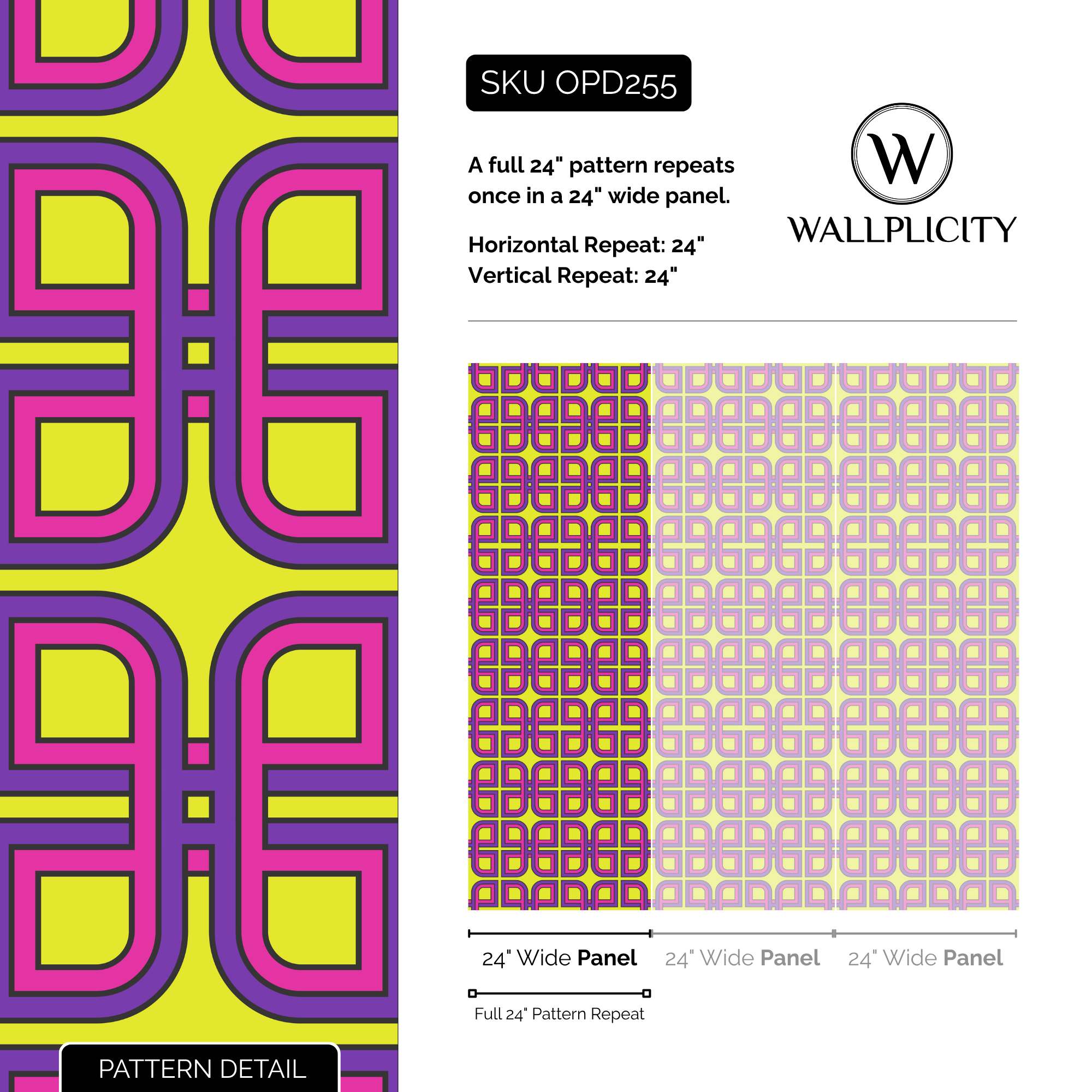 Neon Nineties wallpaper pattern detail and repeat size
