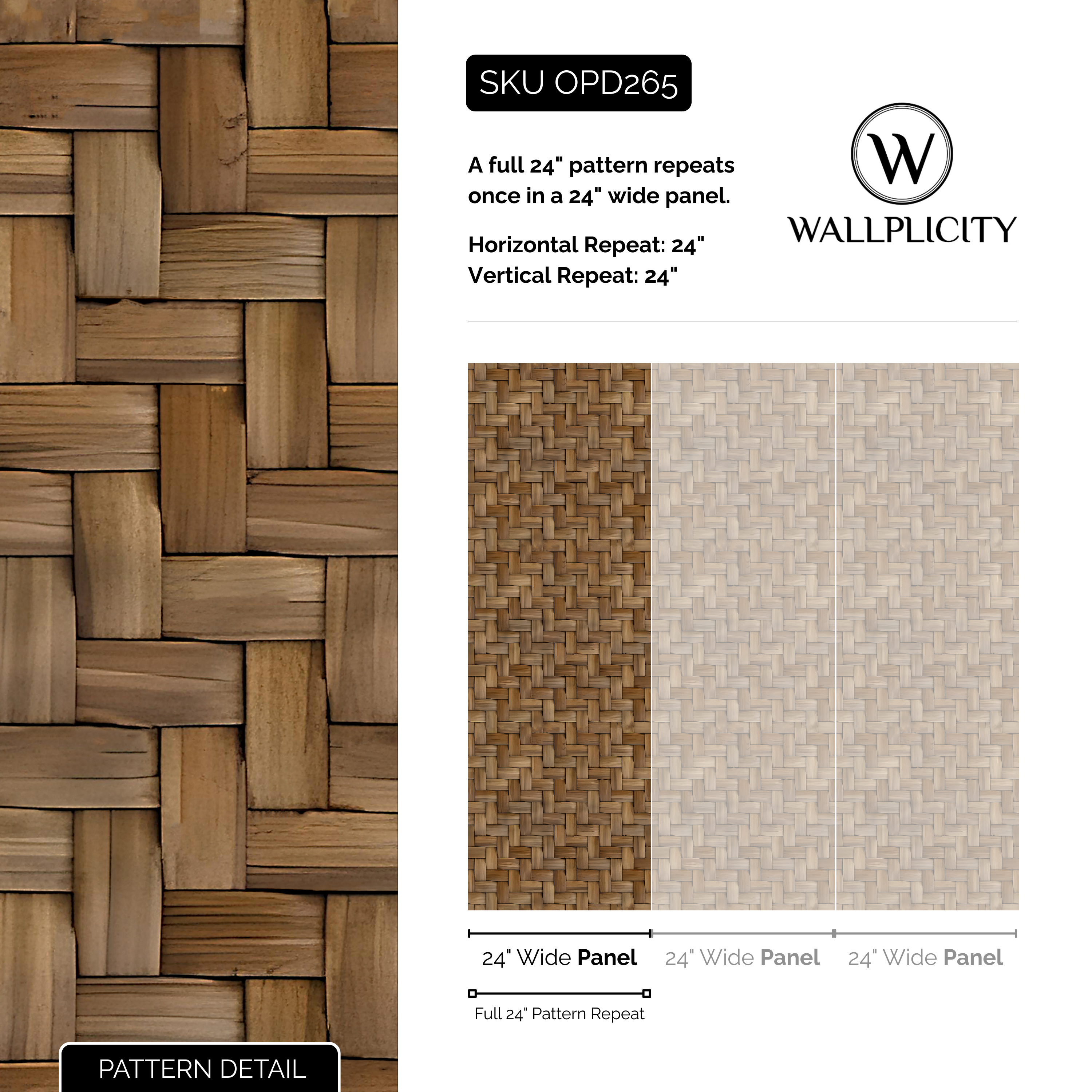 Basket Case wallpaper pattern detail and repeat size