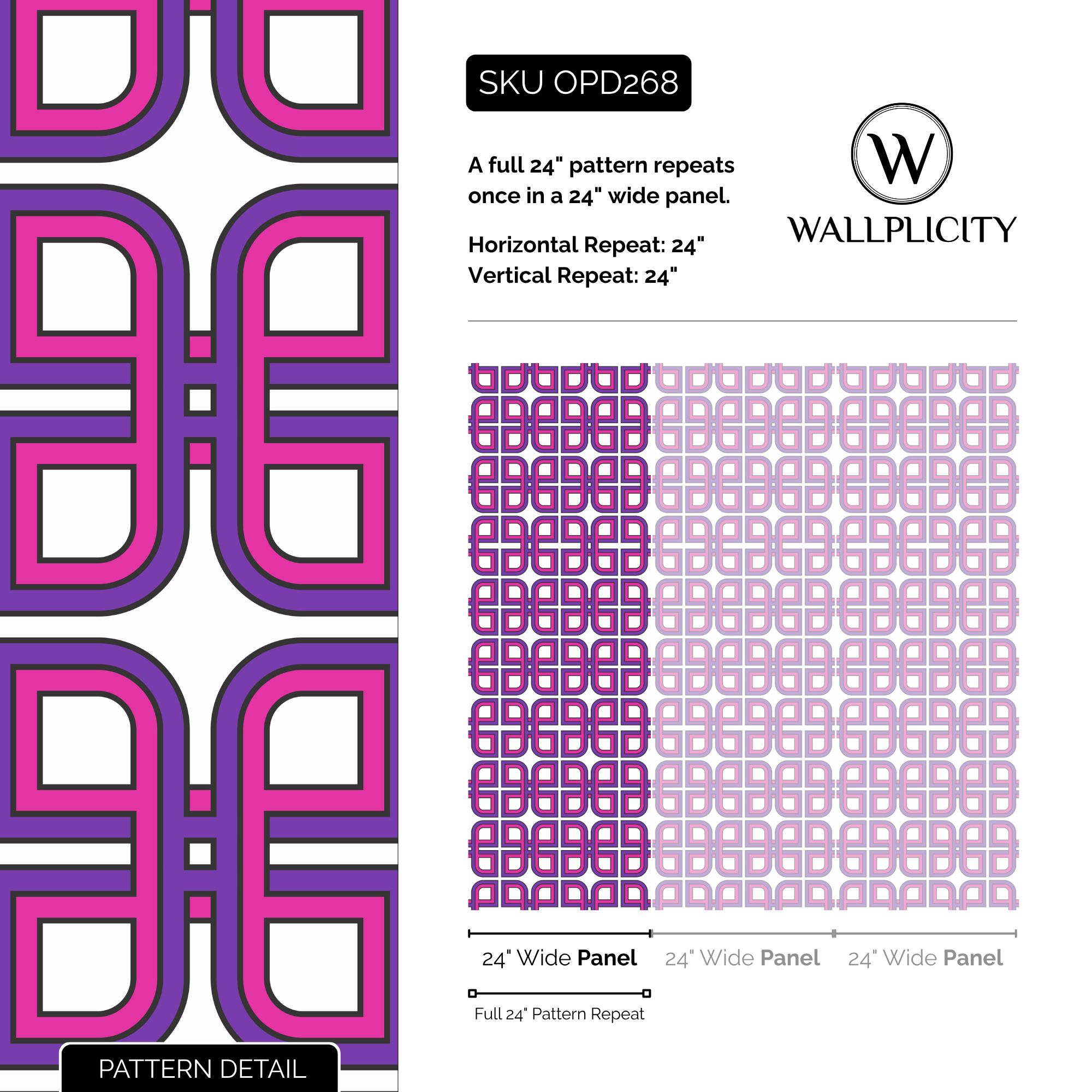 Rewind wallpaper pattern detail and repeat size