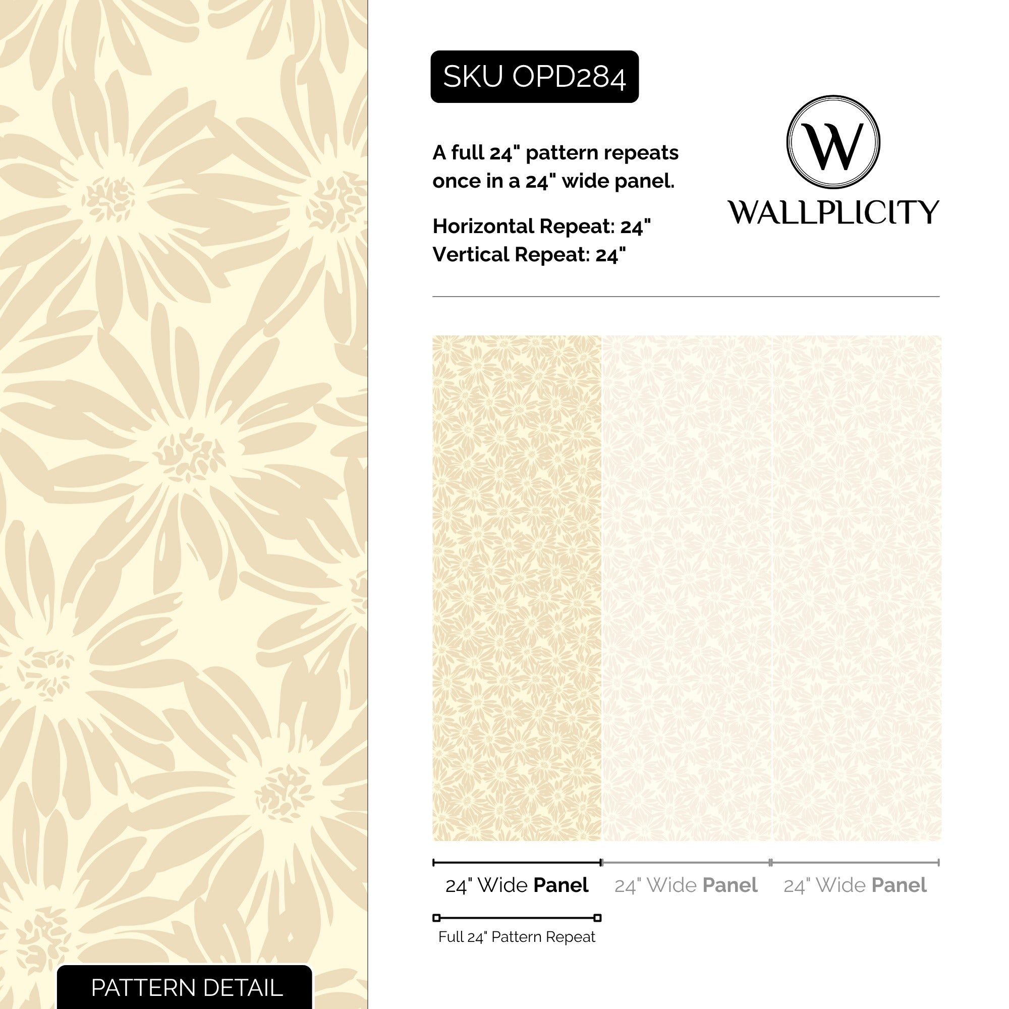 Daisy Fields wallpaper pattern detail and repeat size