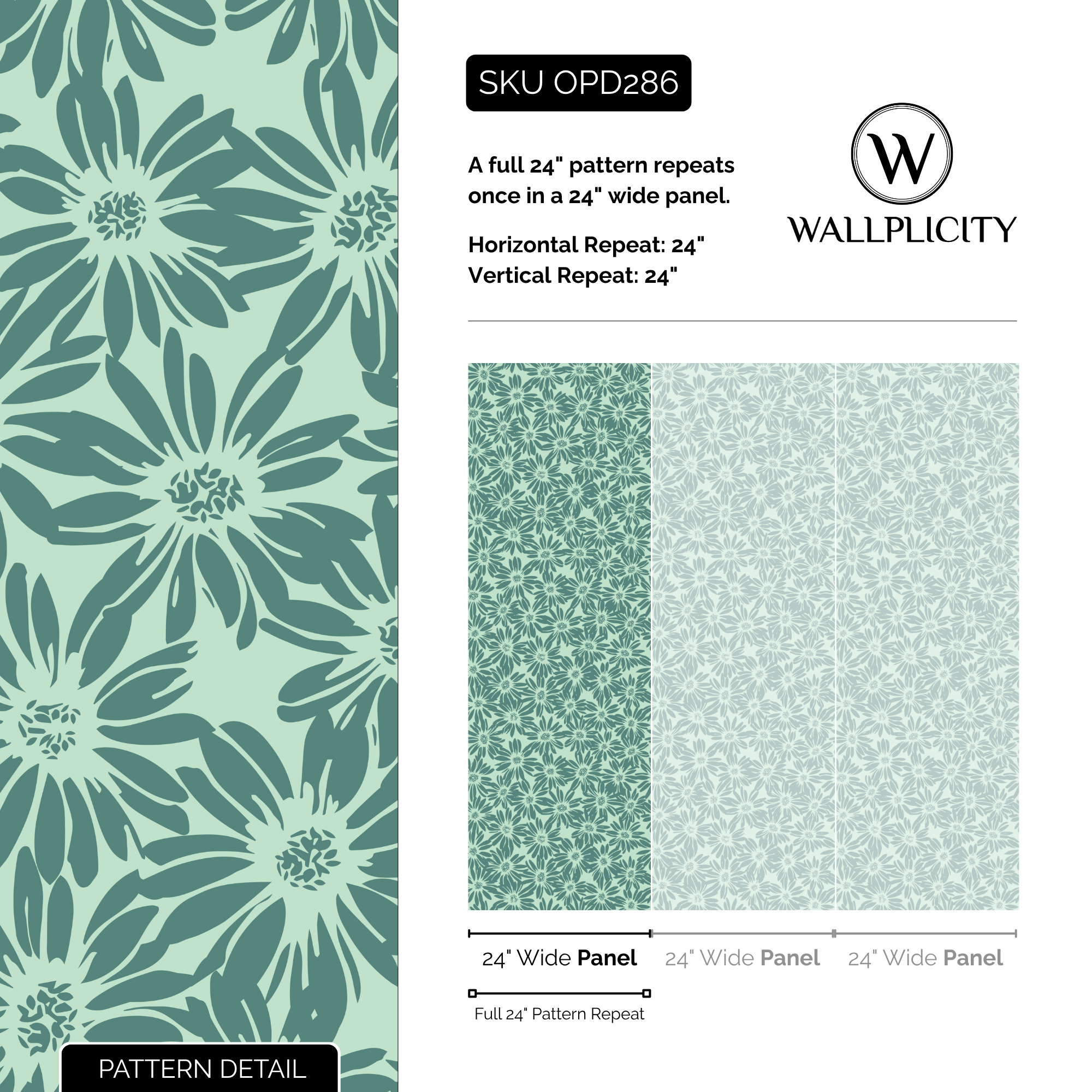 Whoopsie Daisy wallpaper pattern detail and repeat size
