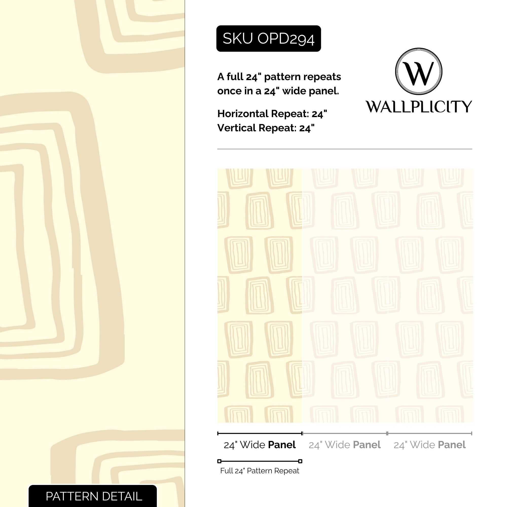 Cream Groove wallpaper pattern detail and repeat size