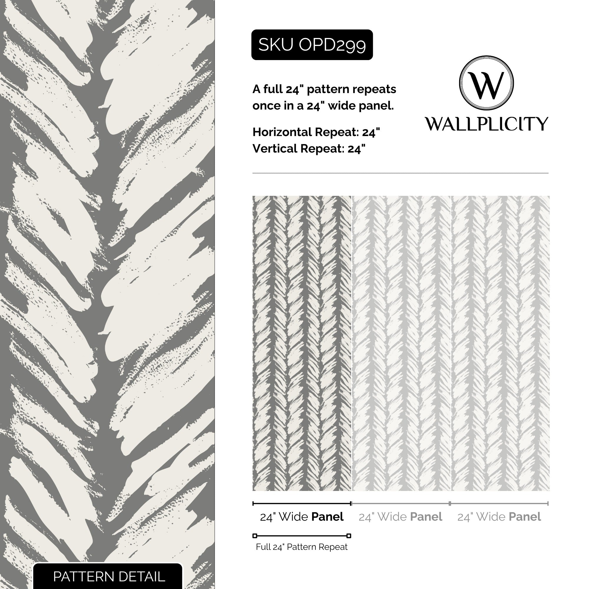 Charcoal Brush wallpaper pattern detail and repeat size