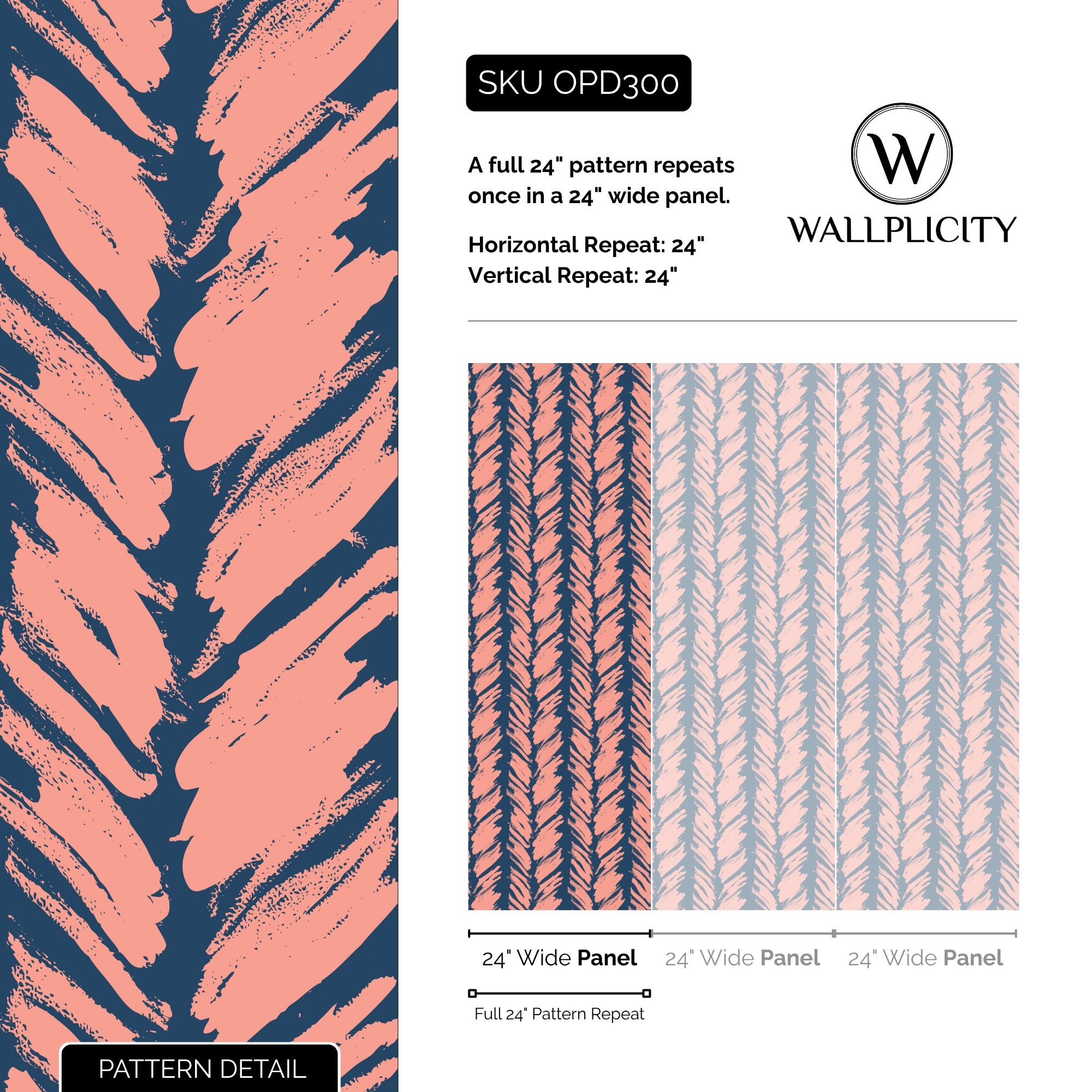 Harbor Brush wallpaper pattern detail and repeat size
