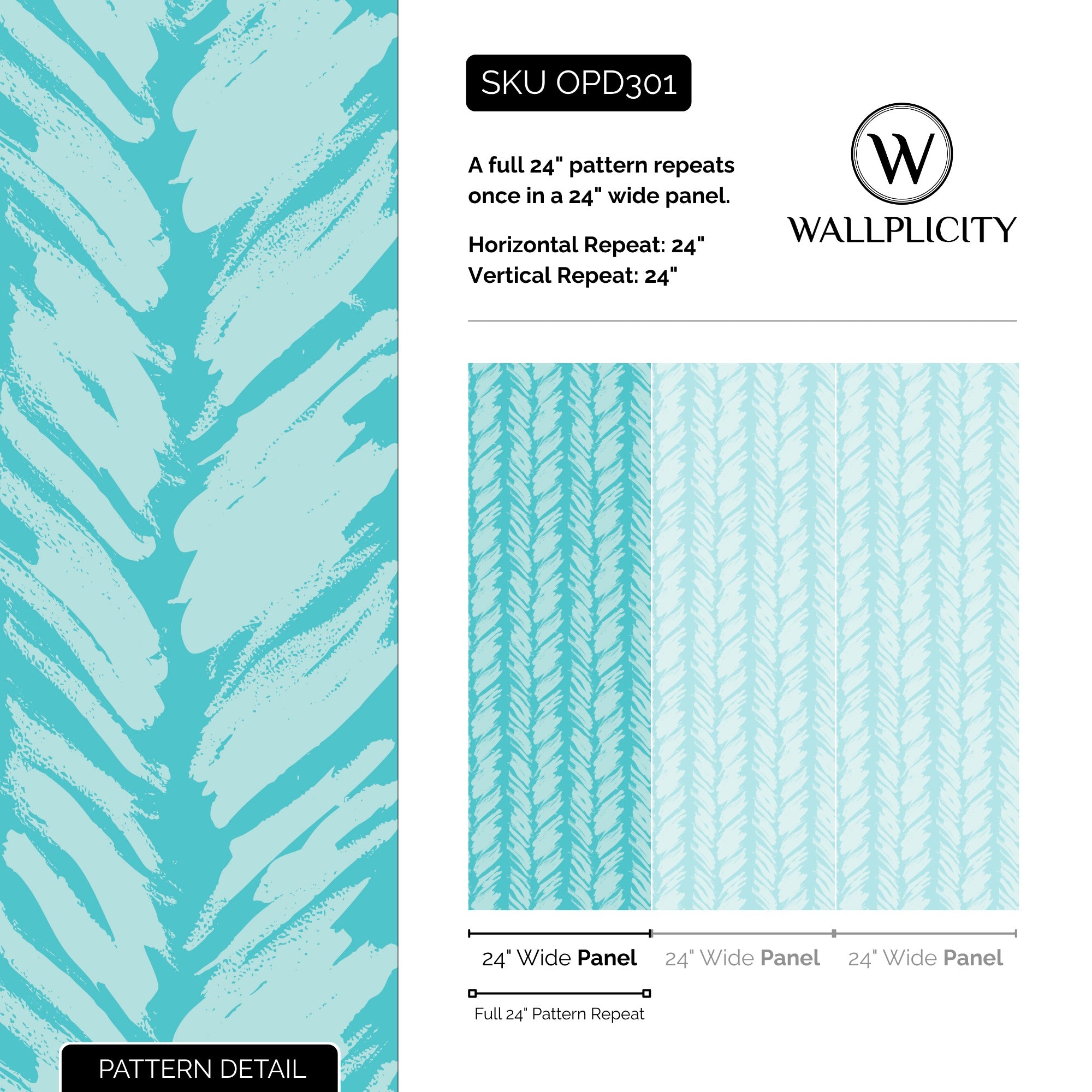 Teal Cabana wallpaper pattern detail and repeat size