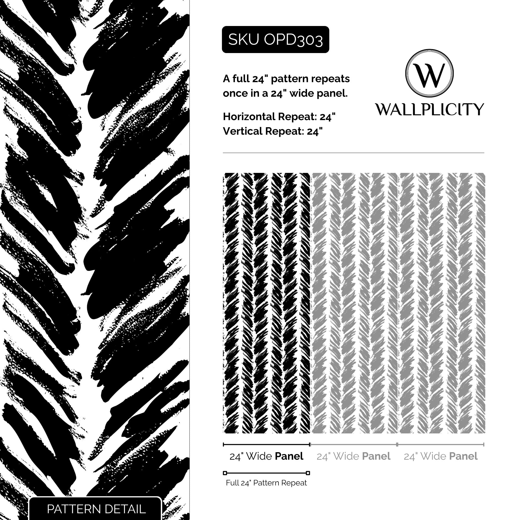 Tuxedo wallpaper pattern detail and repeat size