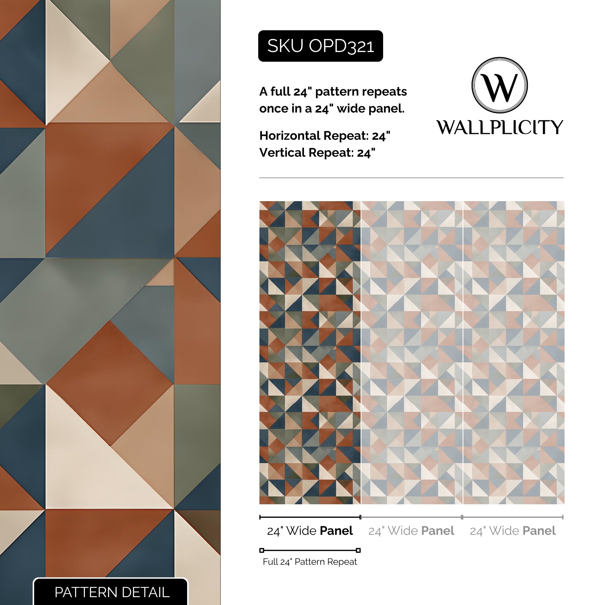 Mid Mod Trio wallpaper pattern detail and repeat size