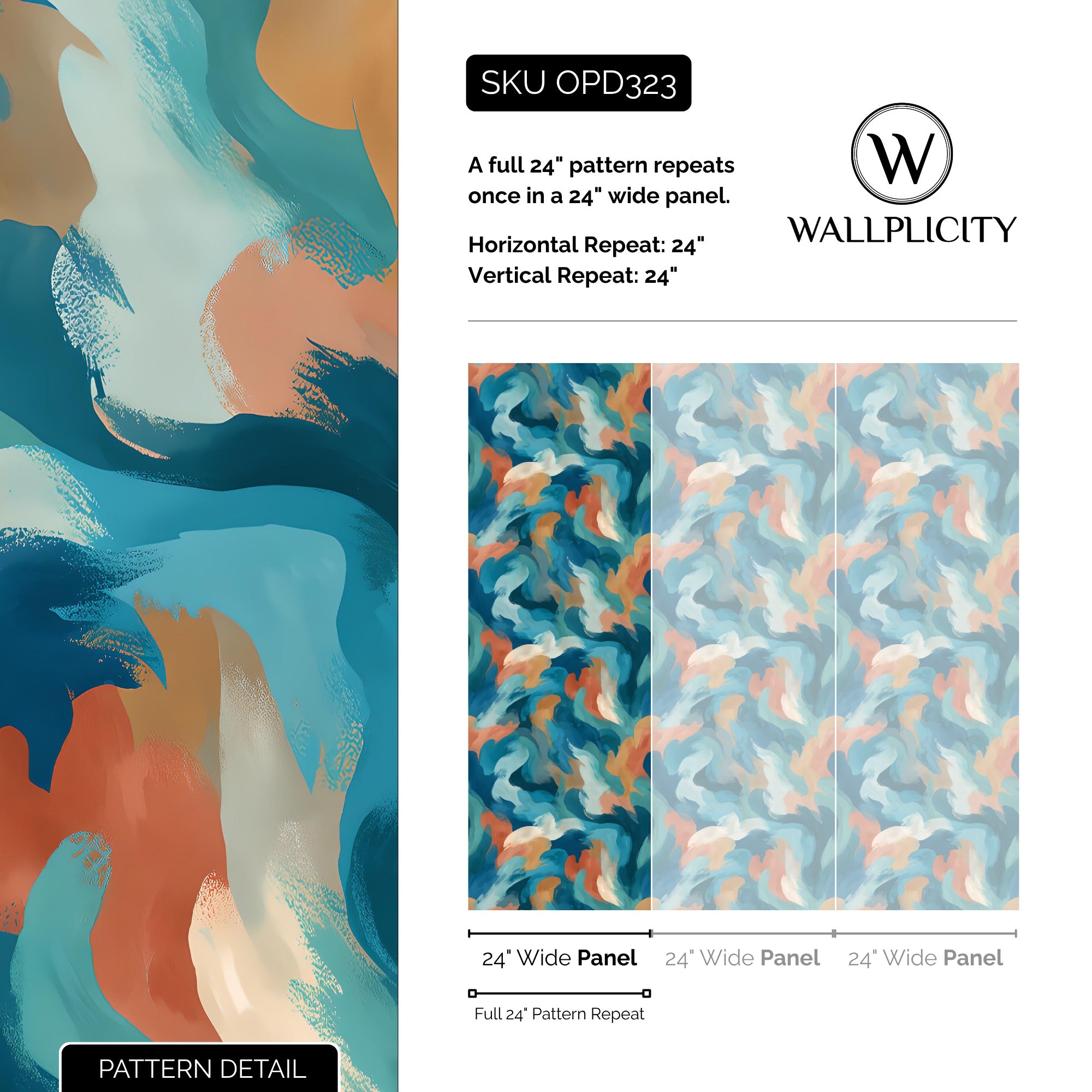 Nouveau Funk wallpaper pattern detail and repeat size