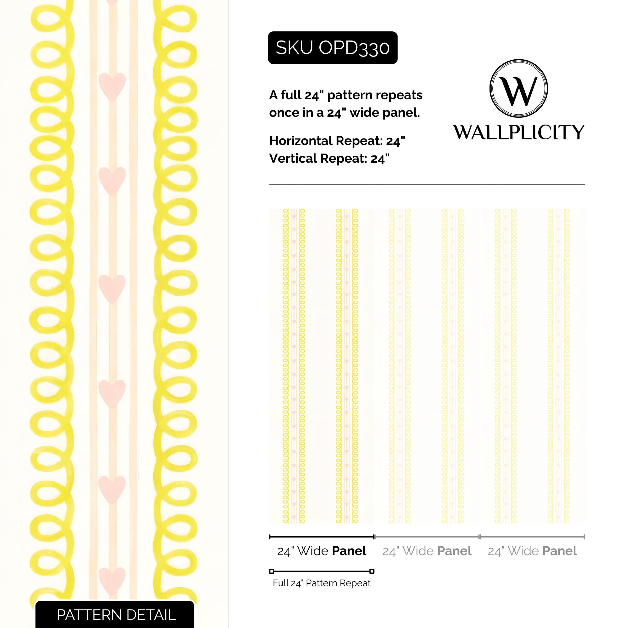 Candy Hearts wallpaper pattern detail and repeat size