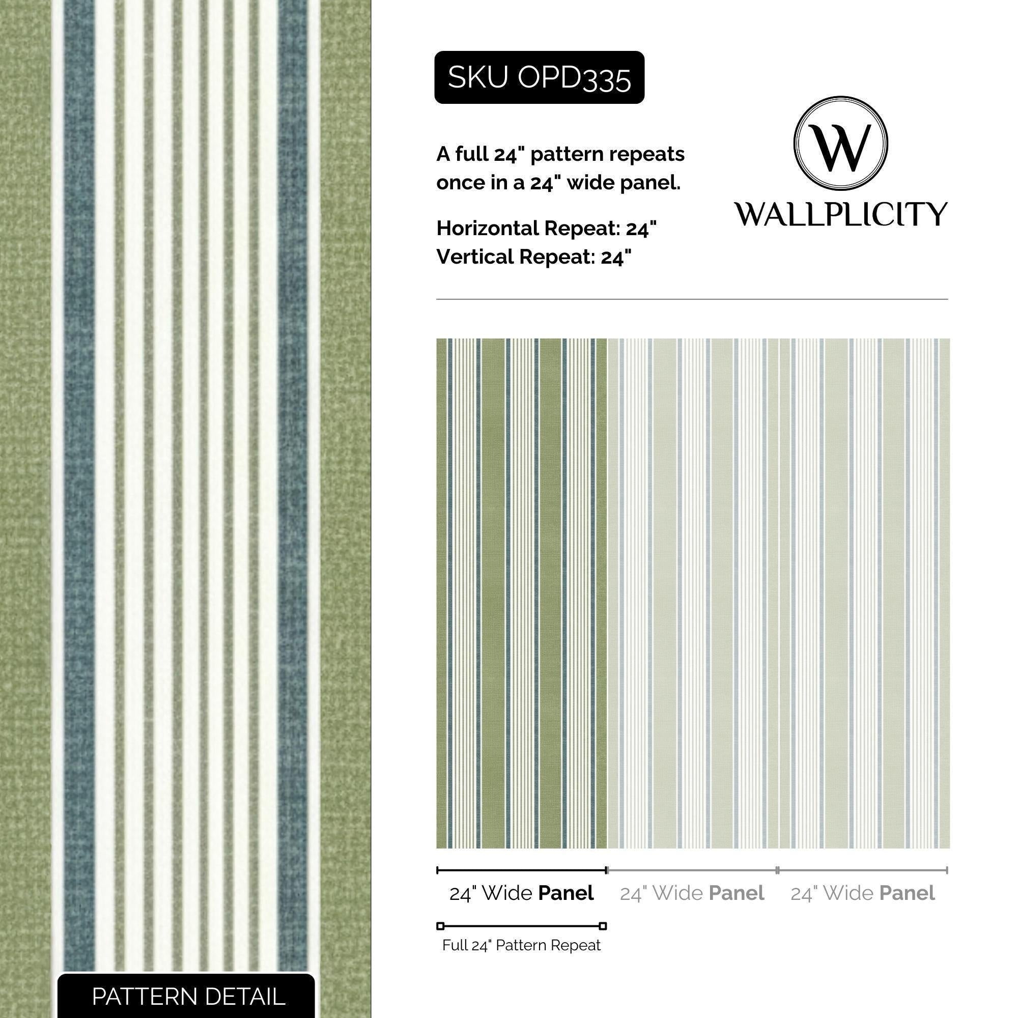 Cottage Stripe wallpaper pattern detail and repeat size