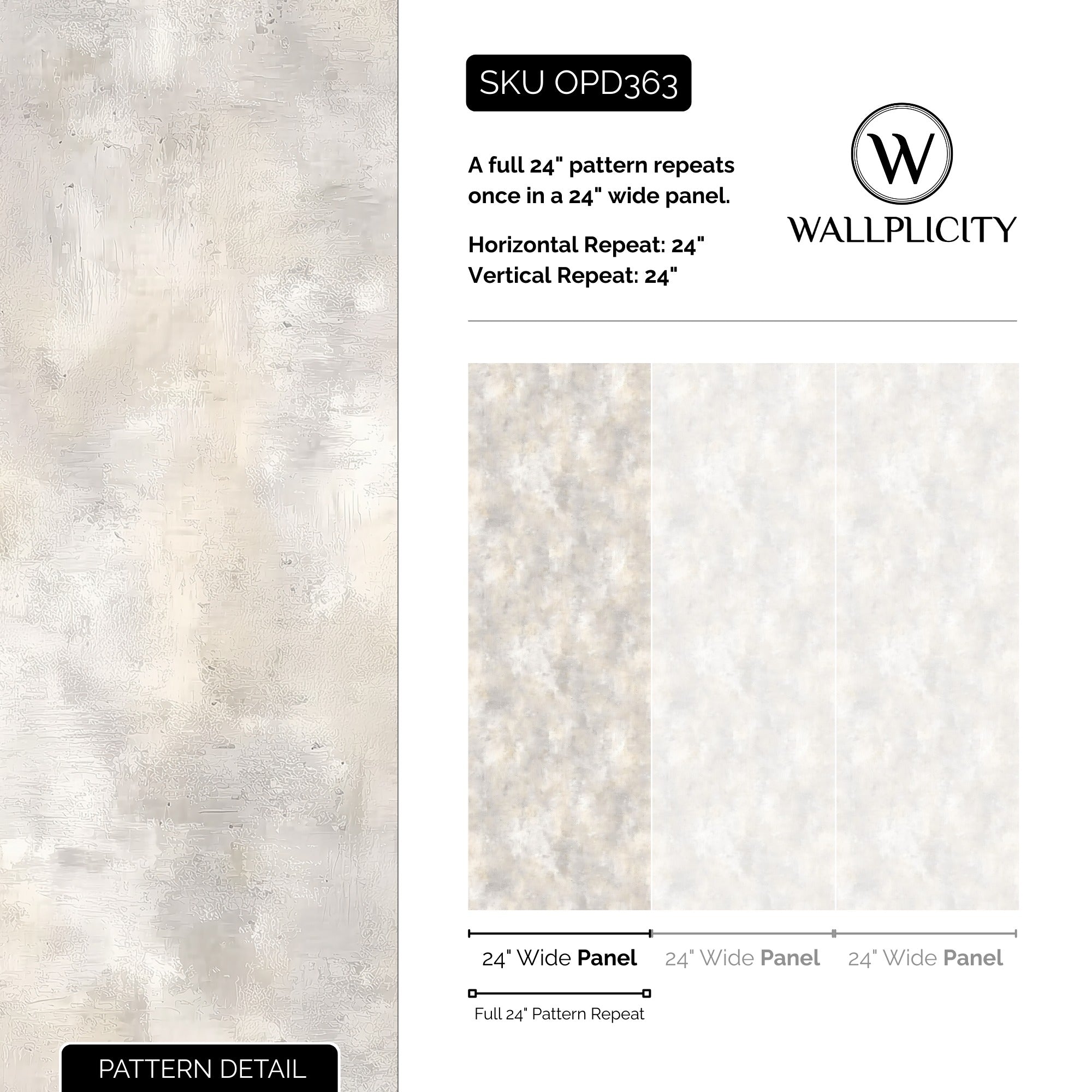 Putty Wash wallpaper pattern detail and repeat size