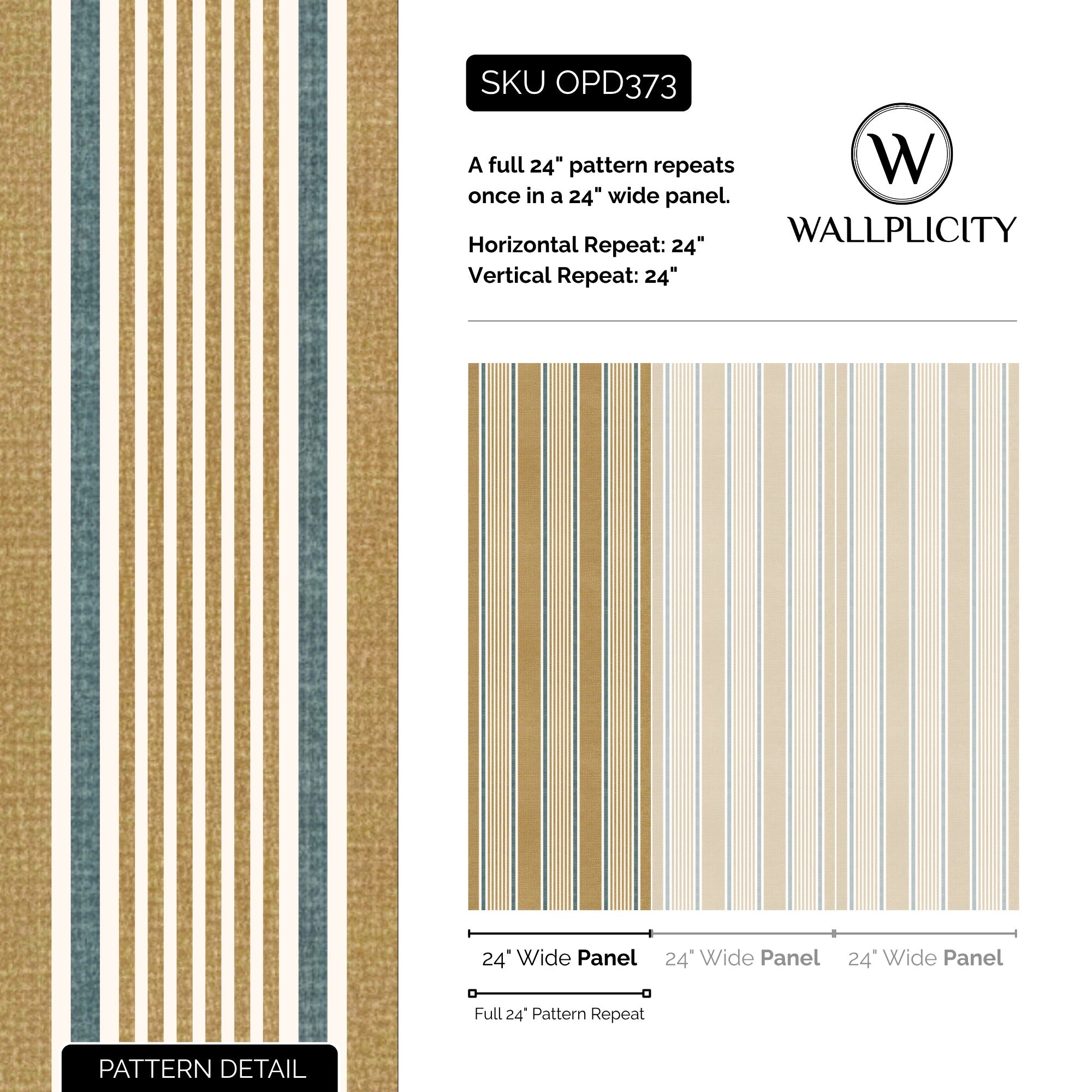 Marigold Stripe wallpaper pattern detail and repeat size