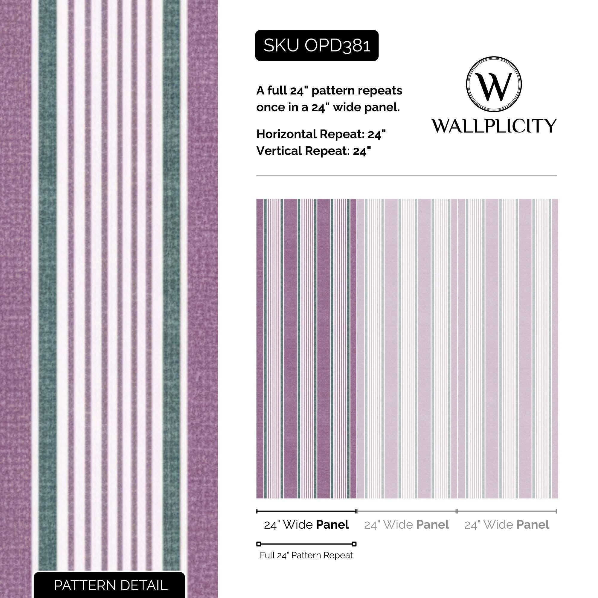 Thistle Stripe wallpaper pattern detail and repeat size
