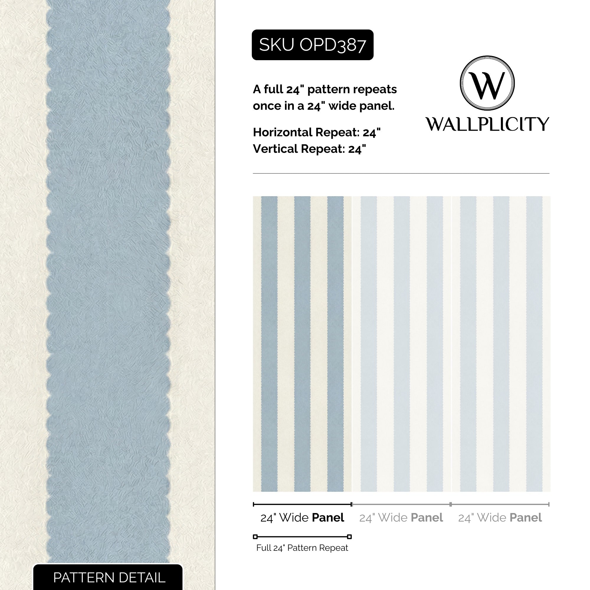 Seaside Scallop wallpaper pattern detail and repeat size