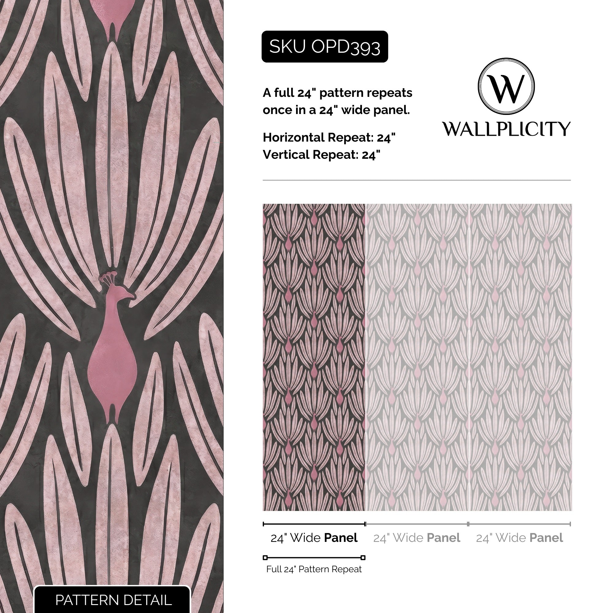 Showgirl wallpaper pattern detail and repeat size