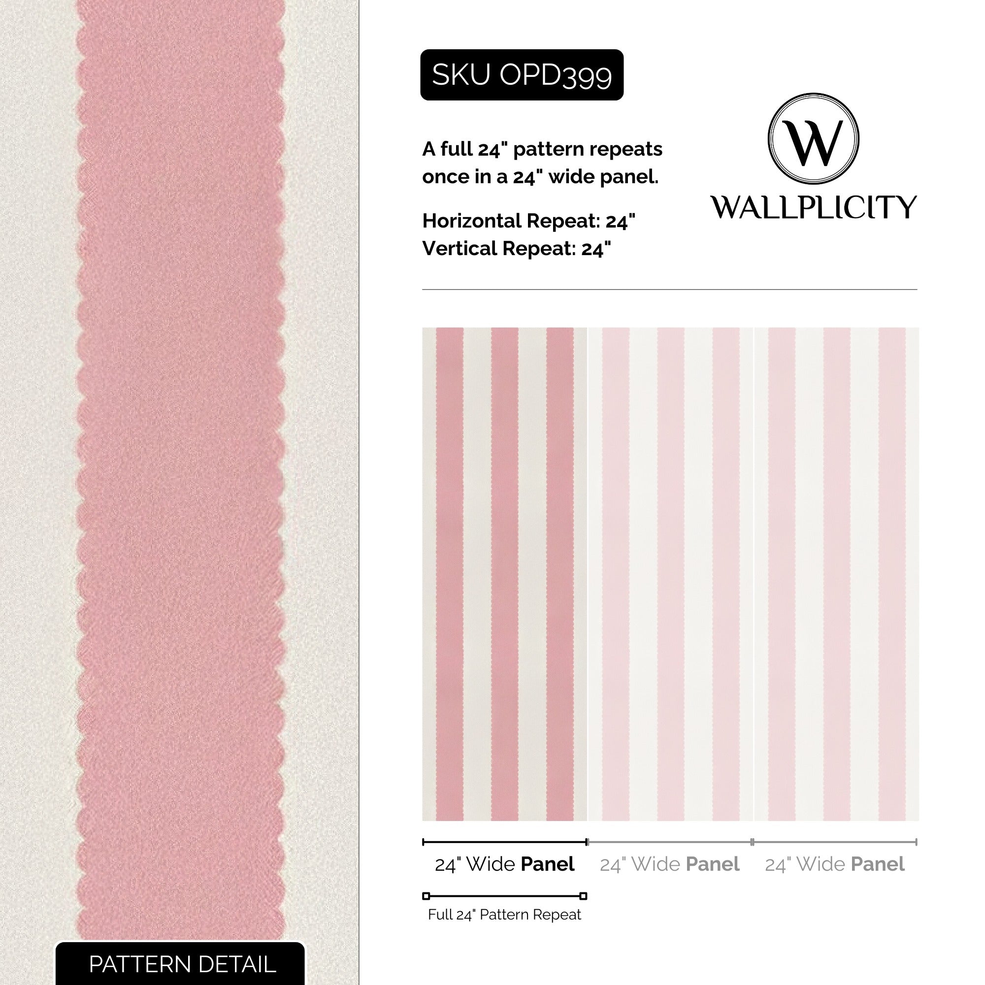 Sugar Scallop wallpaper pattern detail and repeat size