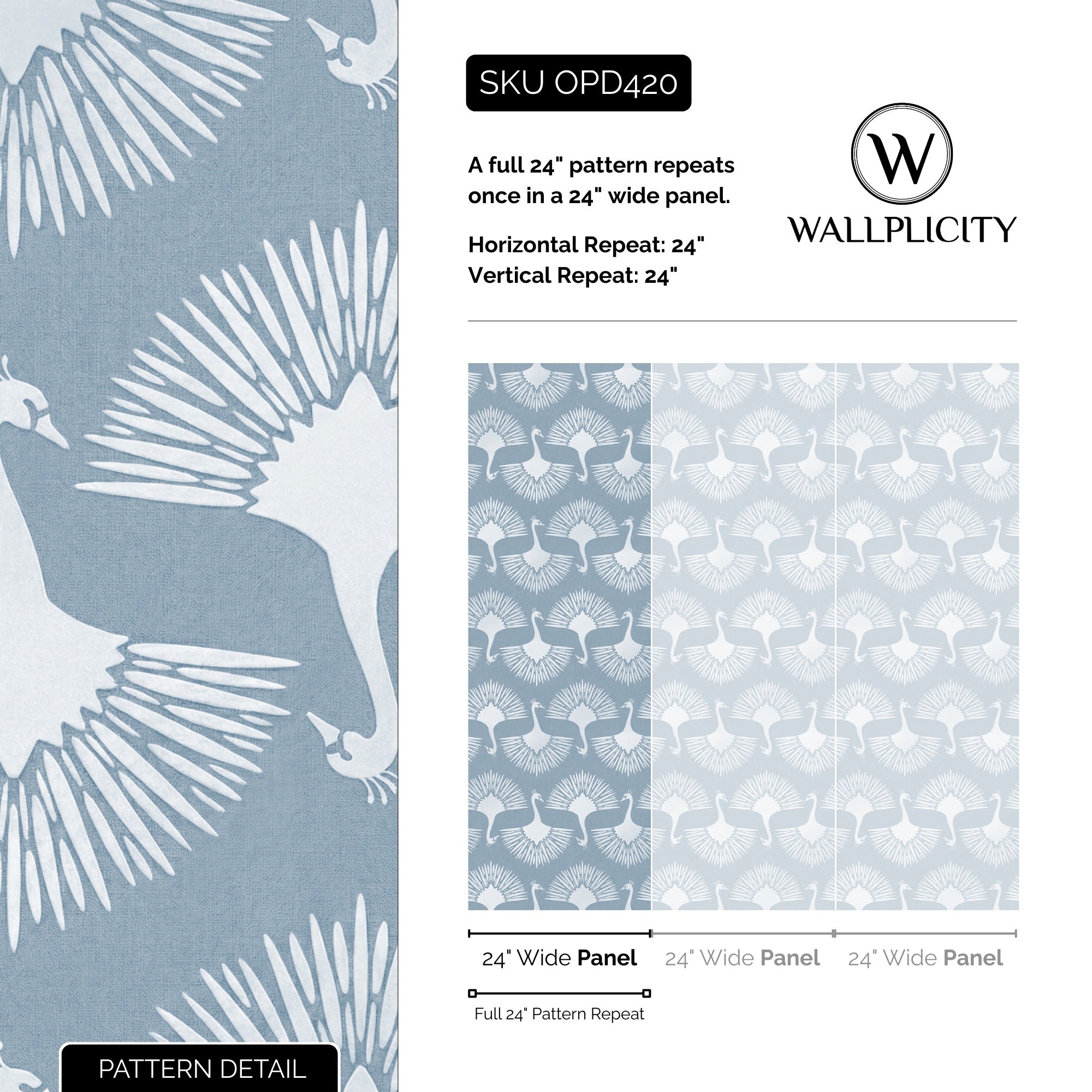 Powder Plume wallpaper pattern detail and repeat size