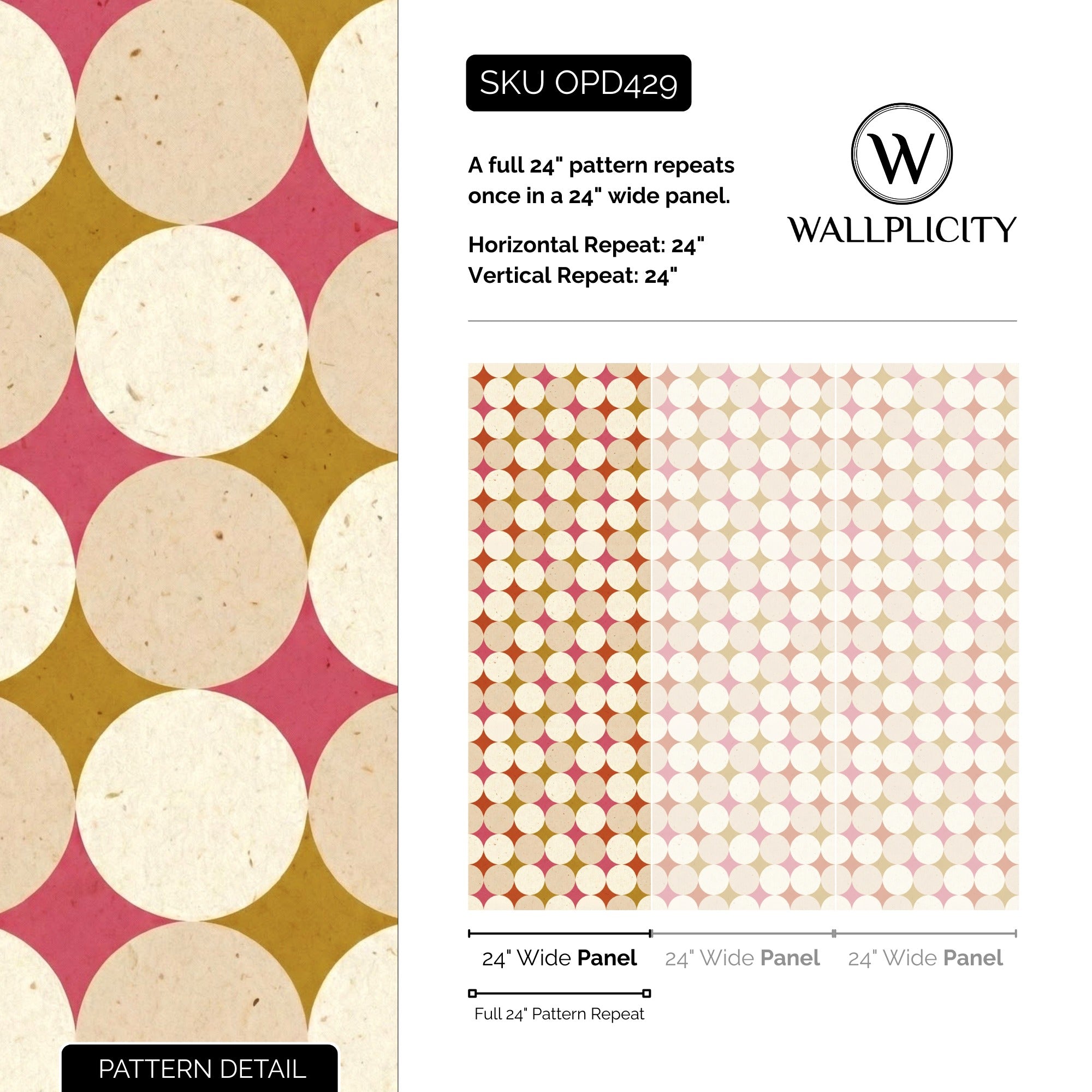 Circle Back wallpaper pattern detail and repeat size