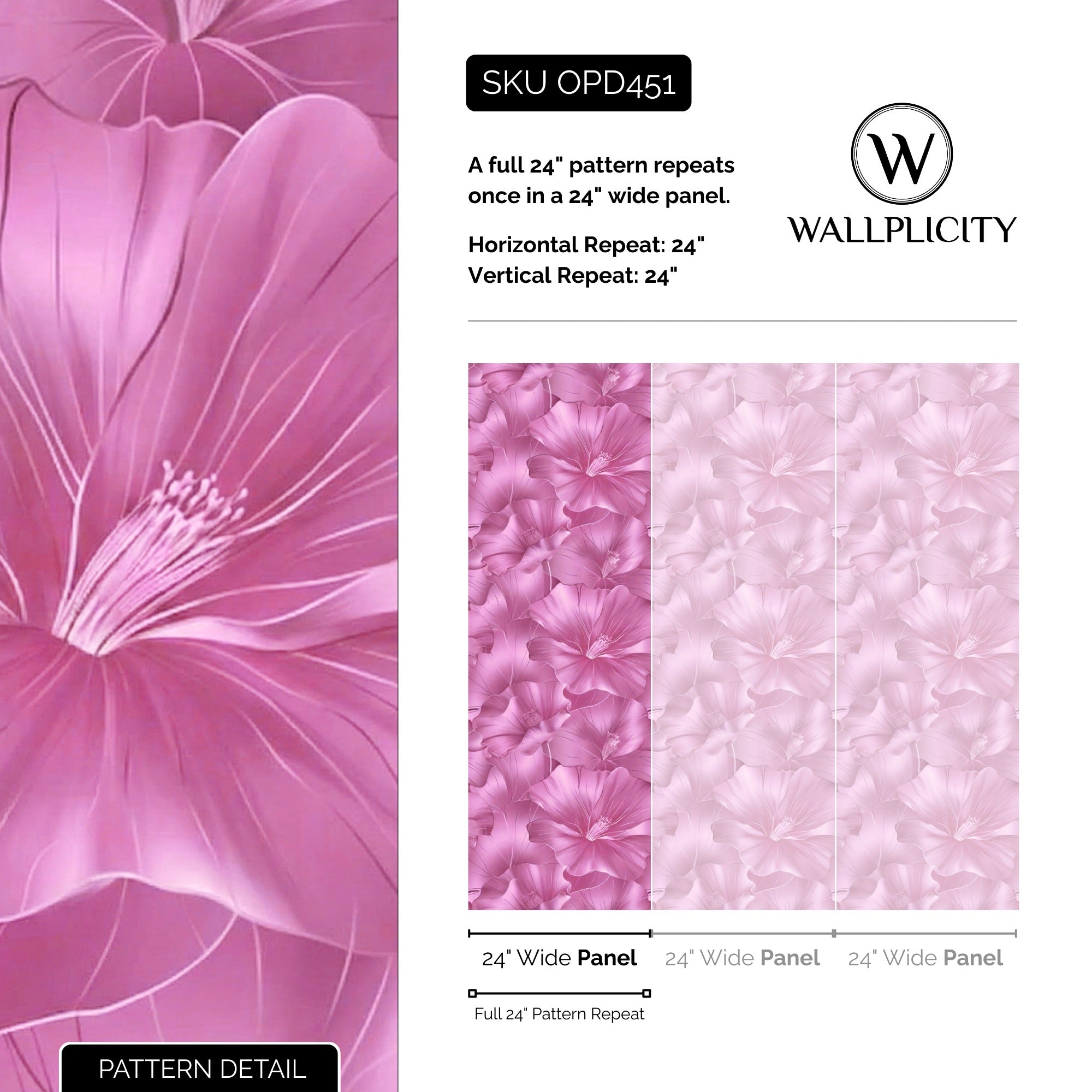 Rose Marquee wallpaper pattern detail and repeat size