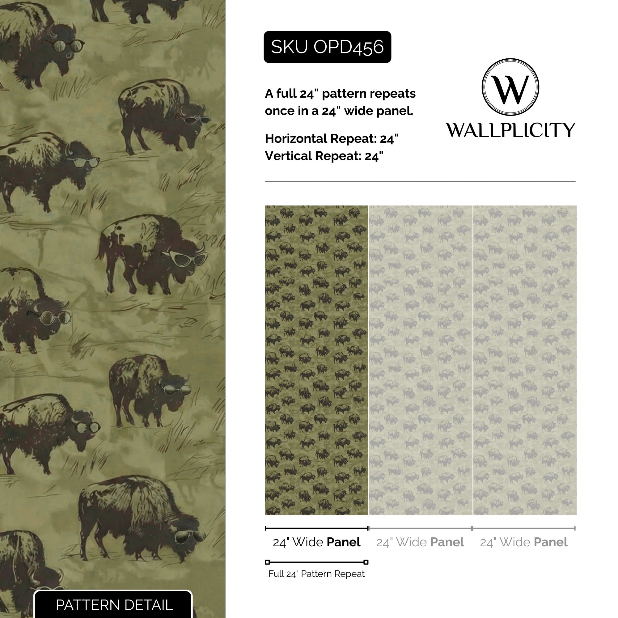 Prairie Cool wallpaper pattern detail and repeat size