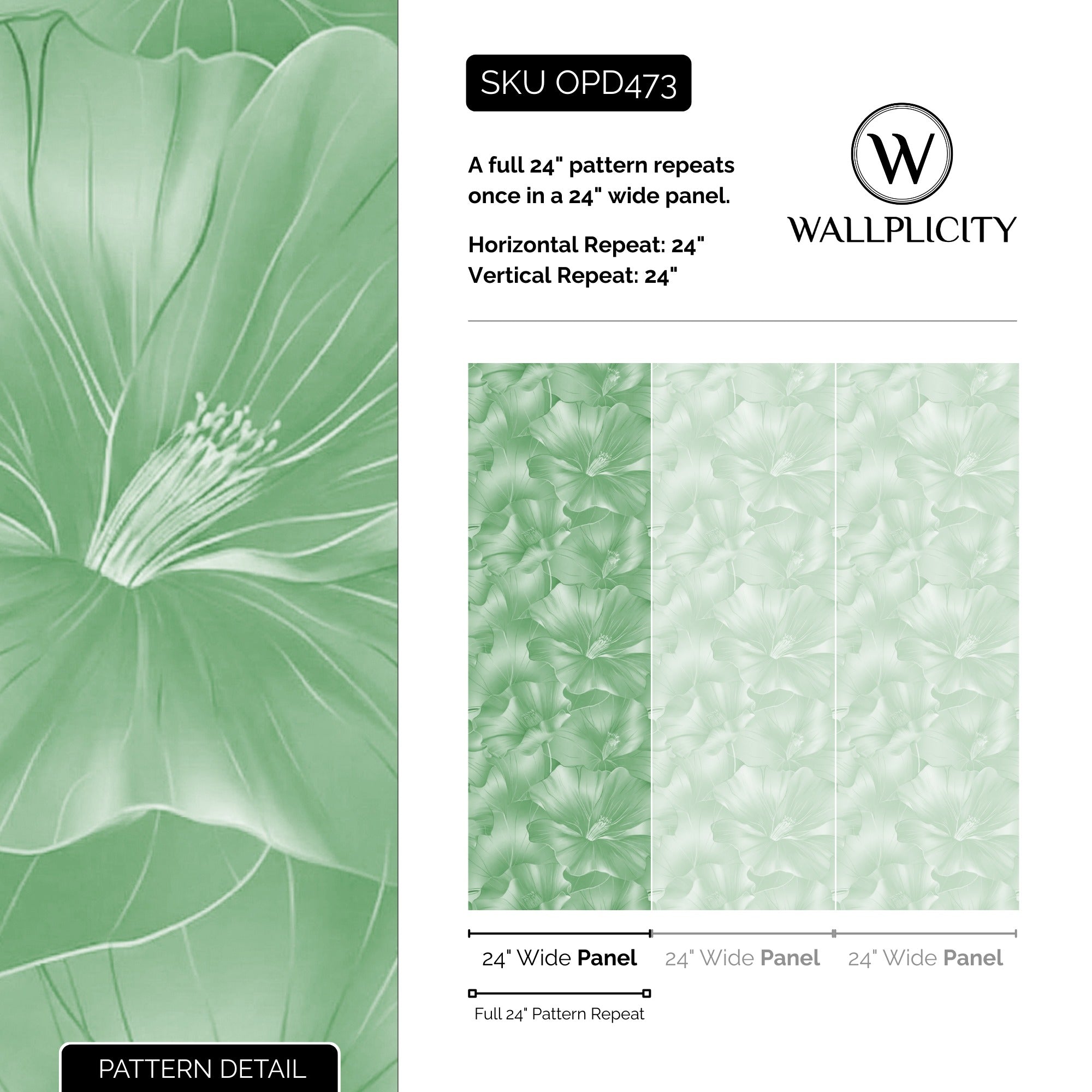 Emerald Marquee wallpaper pattern detail and repeat size