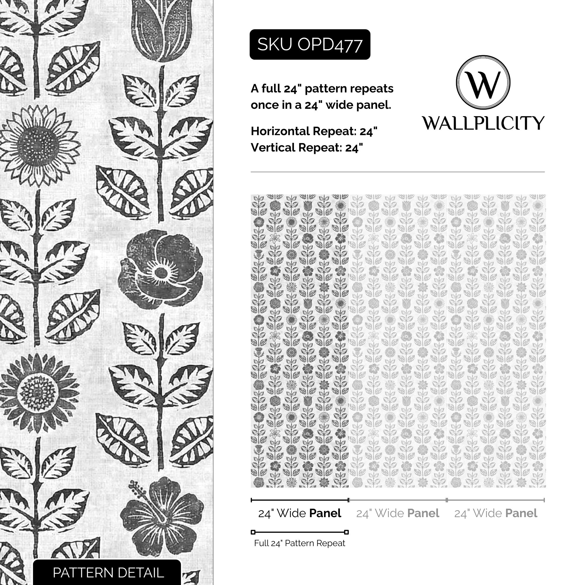 Ink Folk wallpaper pattern detail and repeat size