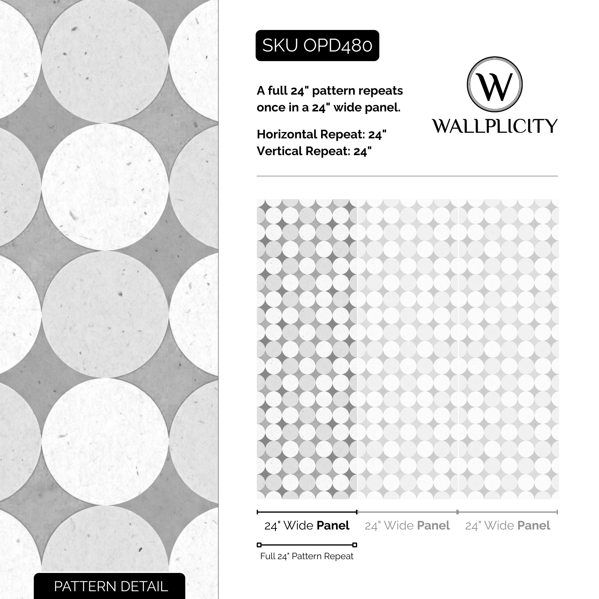 Orbit Noir wallpaper pattern detail and repeat size