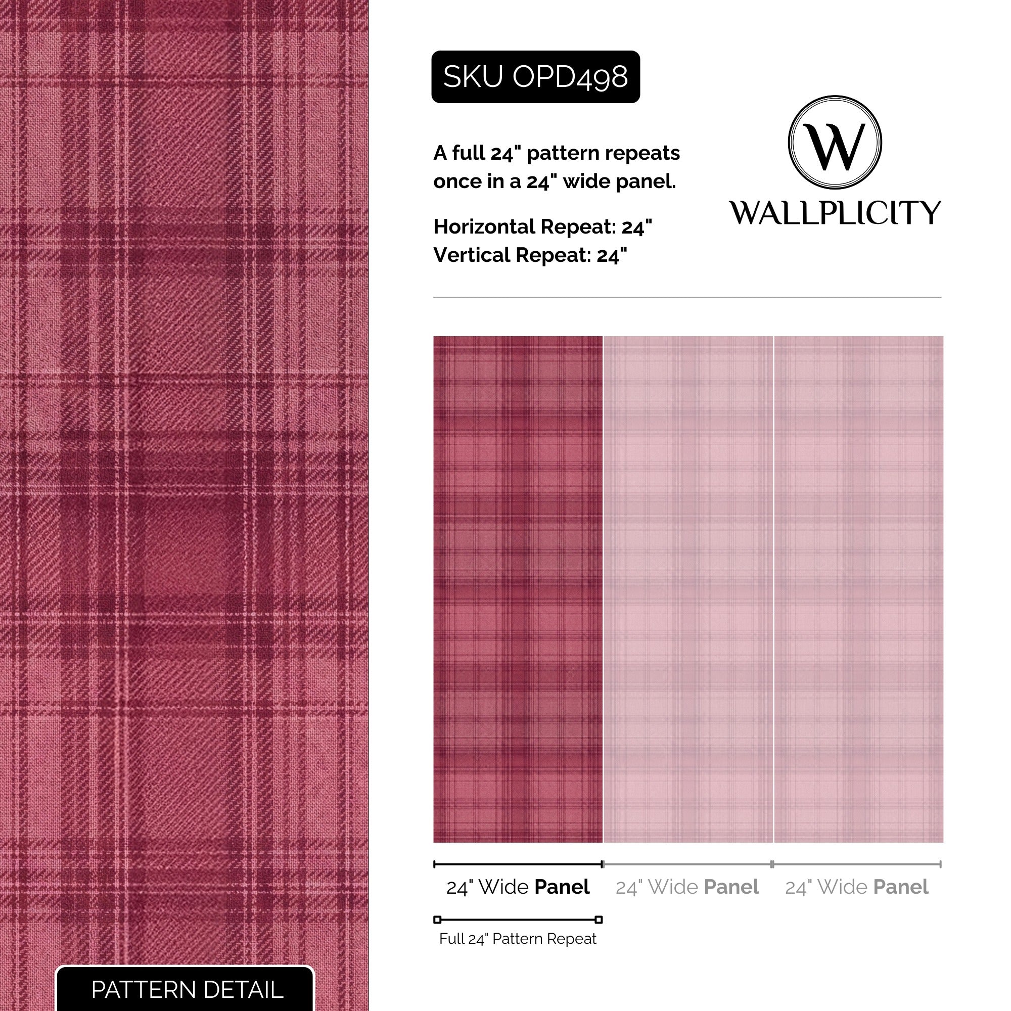 Pink Flannel wallpaper pattern detail and repeat size