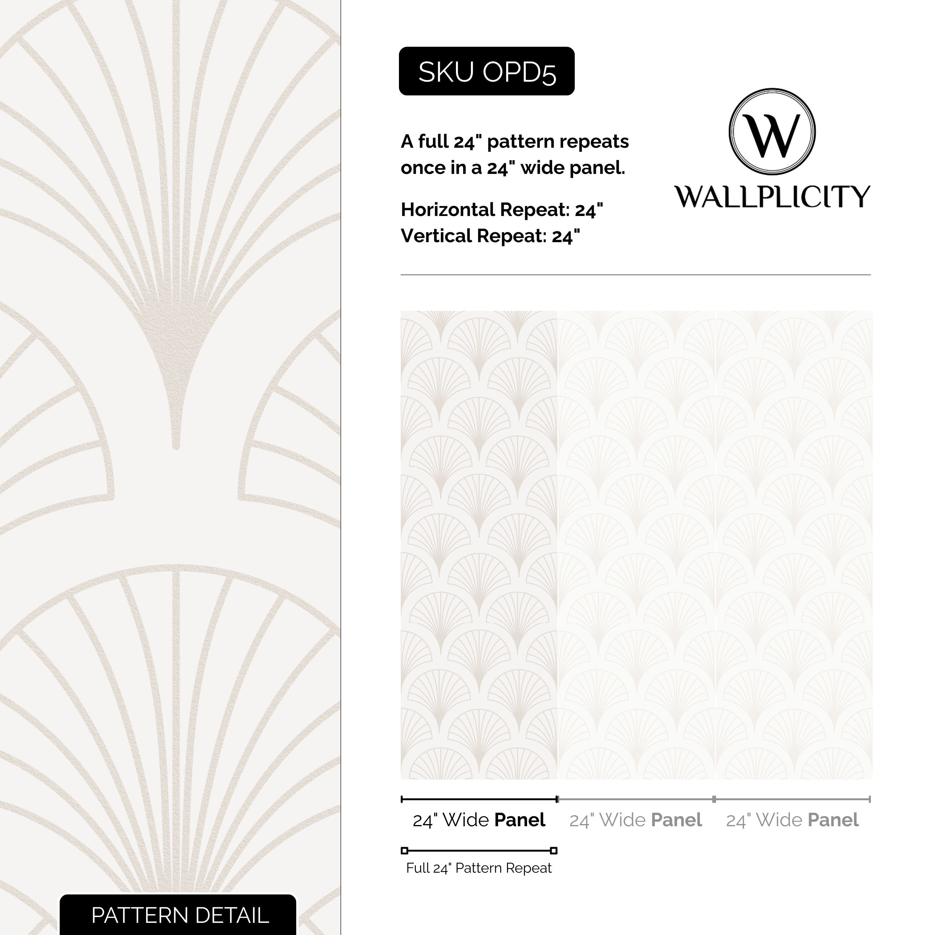 Fan Club wallpaper pattern detail and repeat size