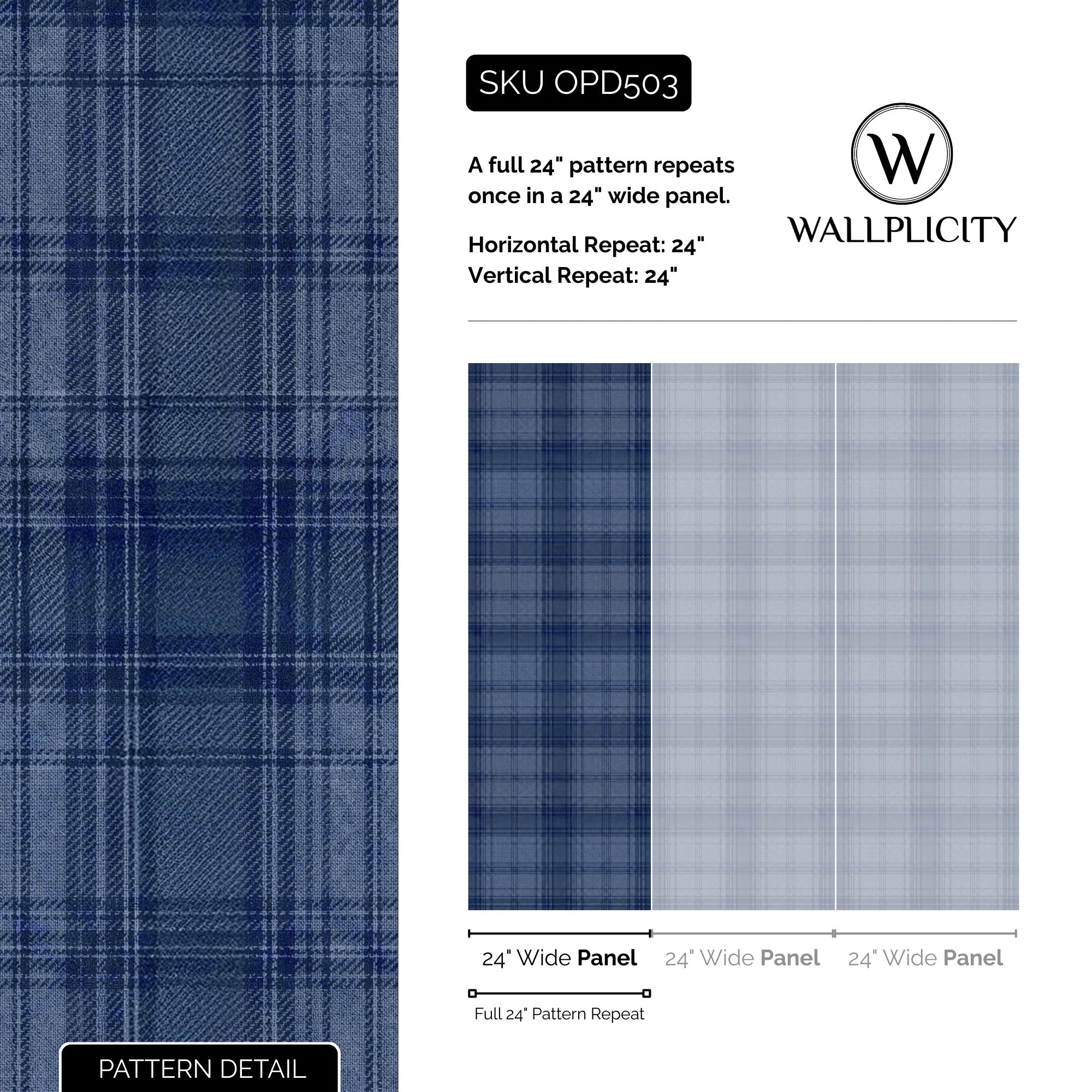 Navy Flannel wallpaper pattern detail and repeat size
