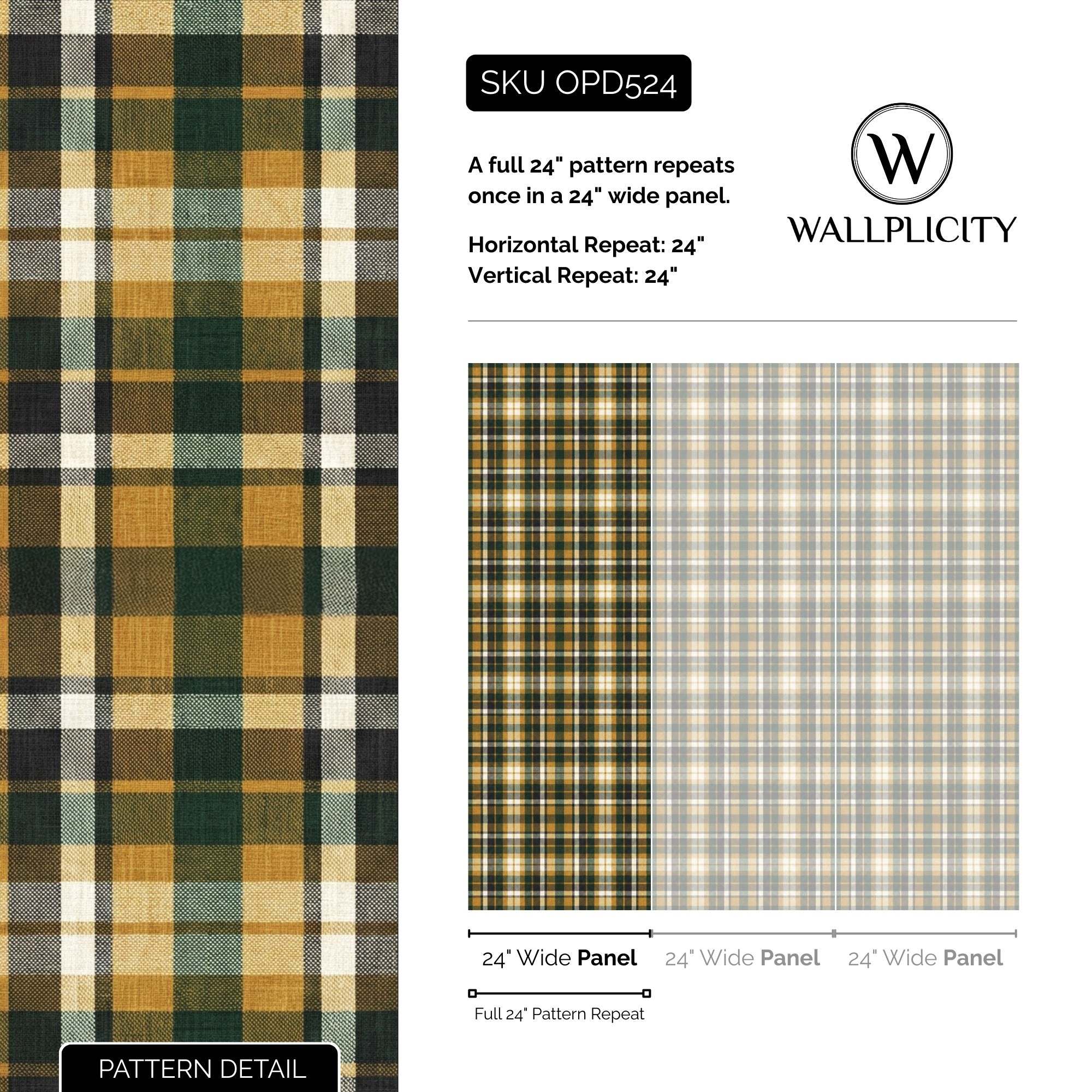 Autumn Tartan wallpaper pattern detail and repeat size