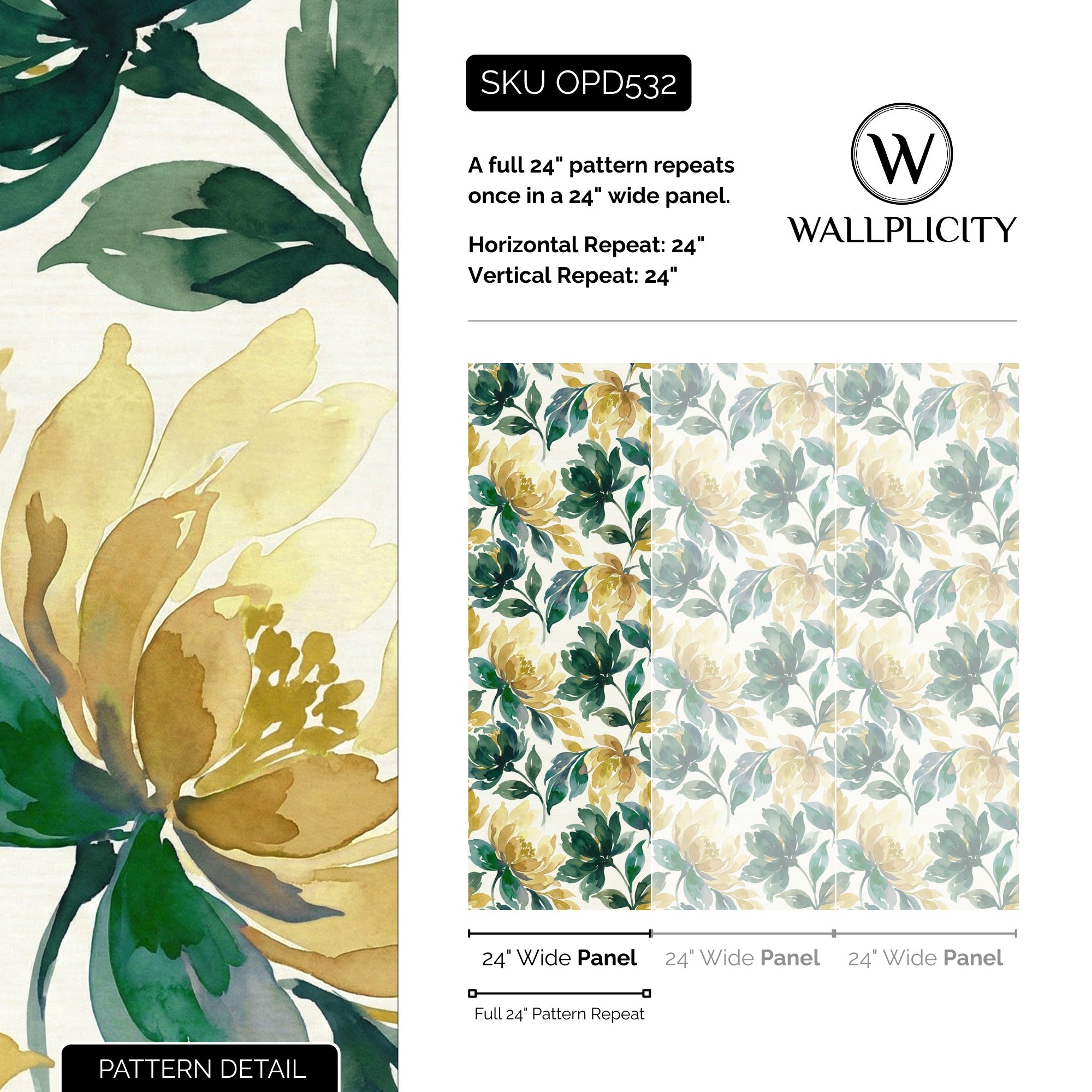 Meadow Medley wallpaper pattern detail and repeat size