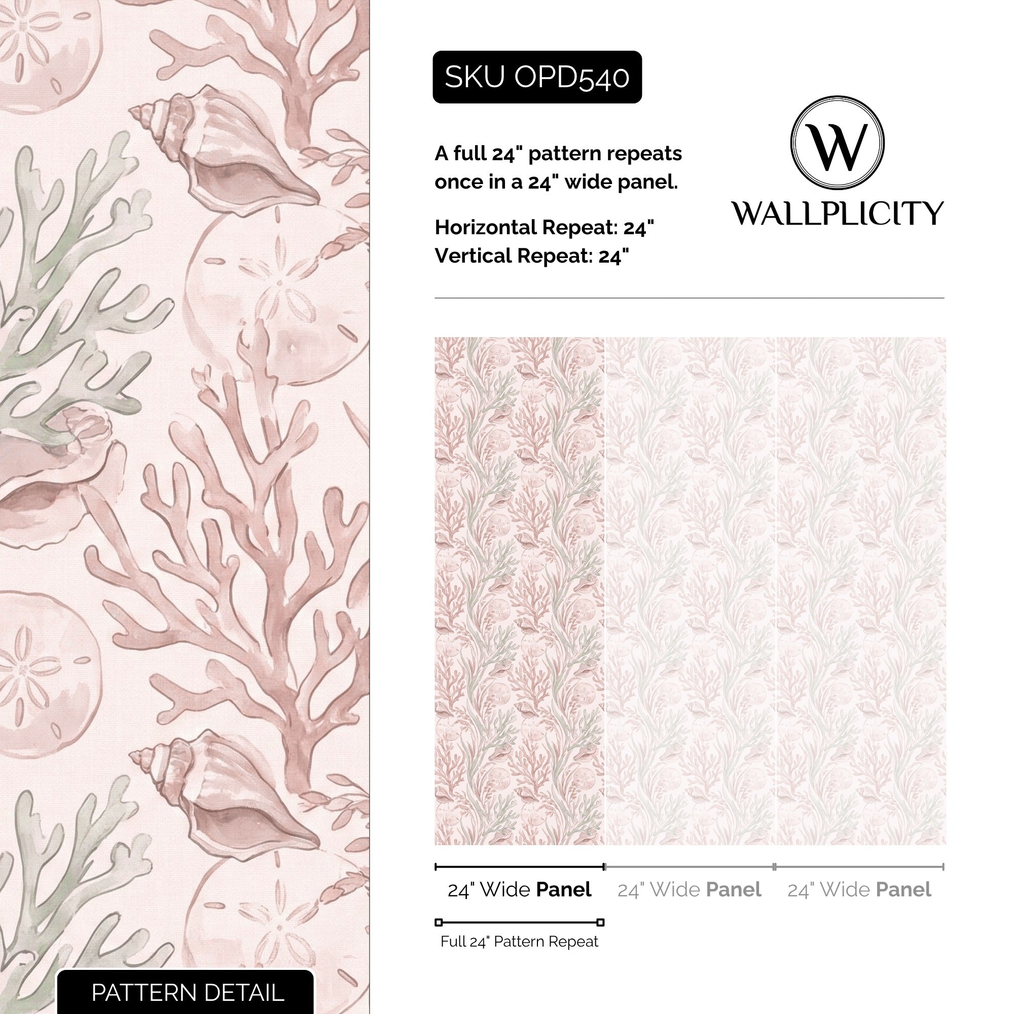 Shell Collector wallpaper pattern detail and repeat size