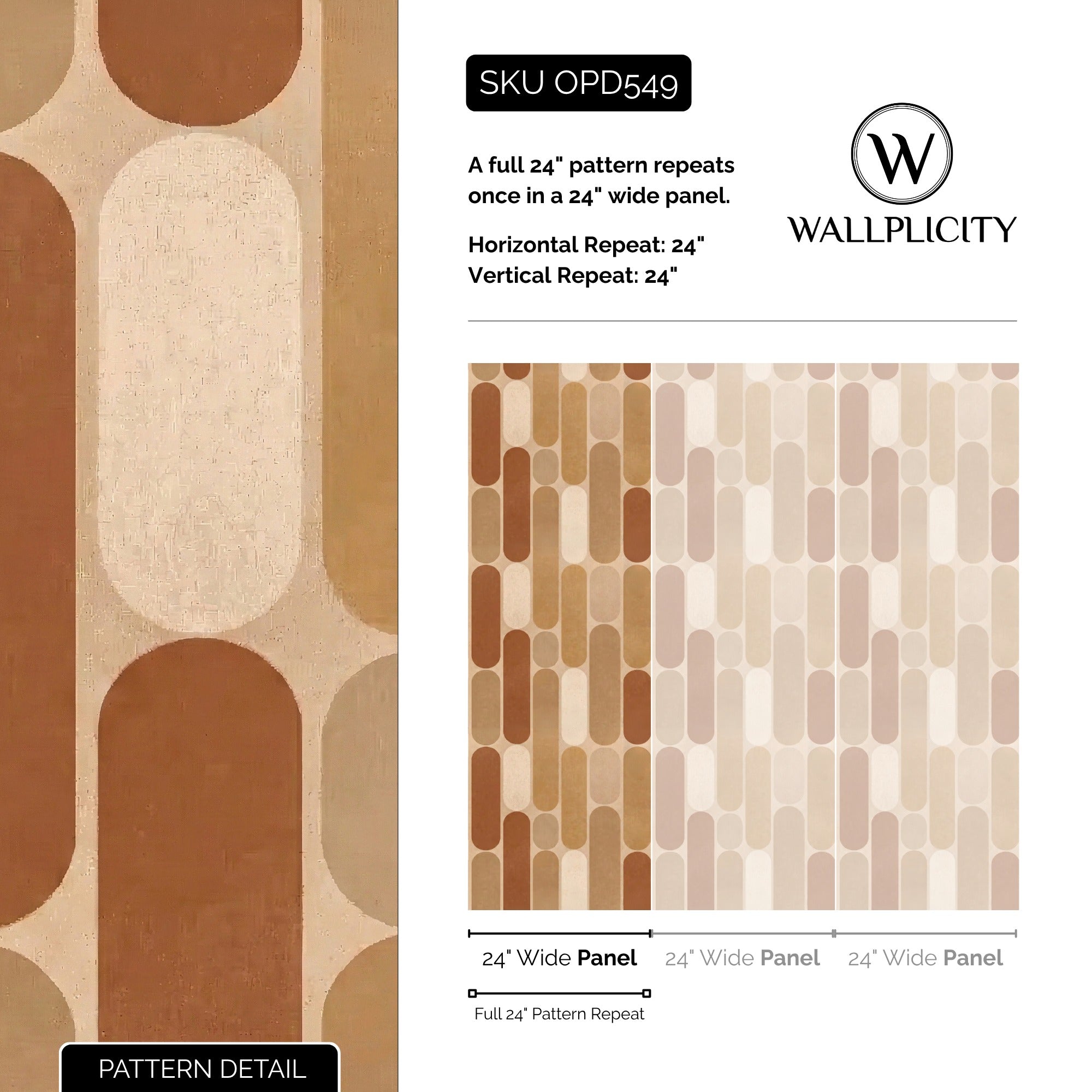 Earthen Mod wallpaper pattern detail and repeat size