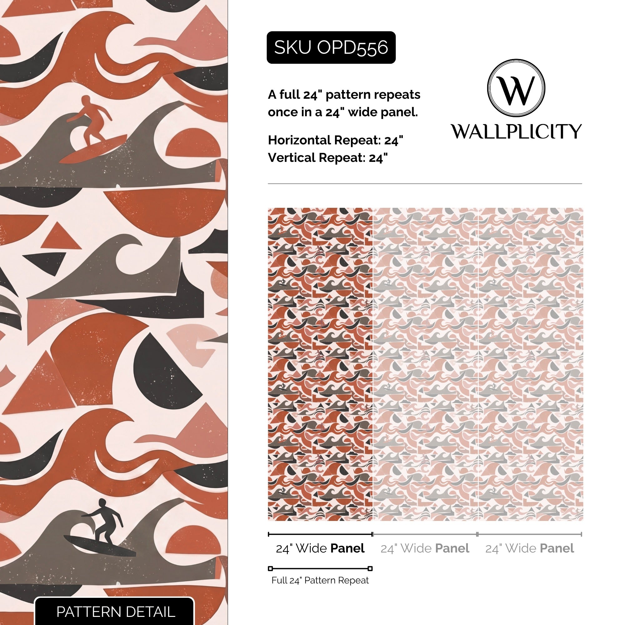Desert Wave wallpaper pattern detail and repeat size