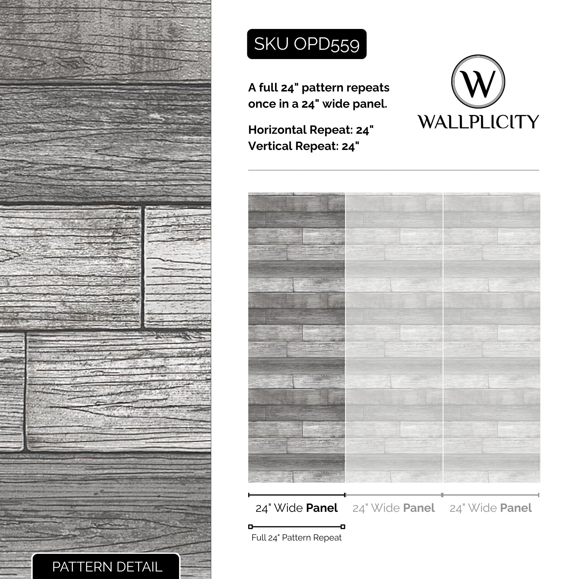 Shiplap wallpaper pattern detail and repeat size