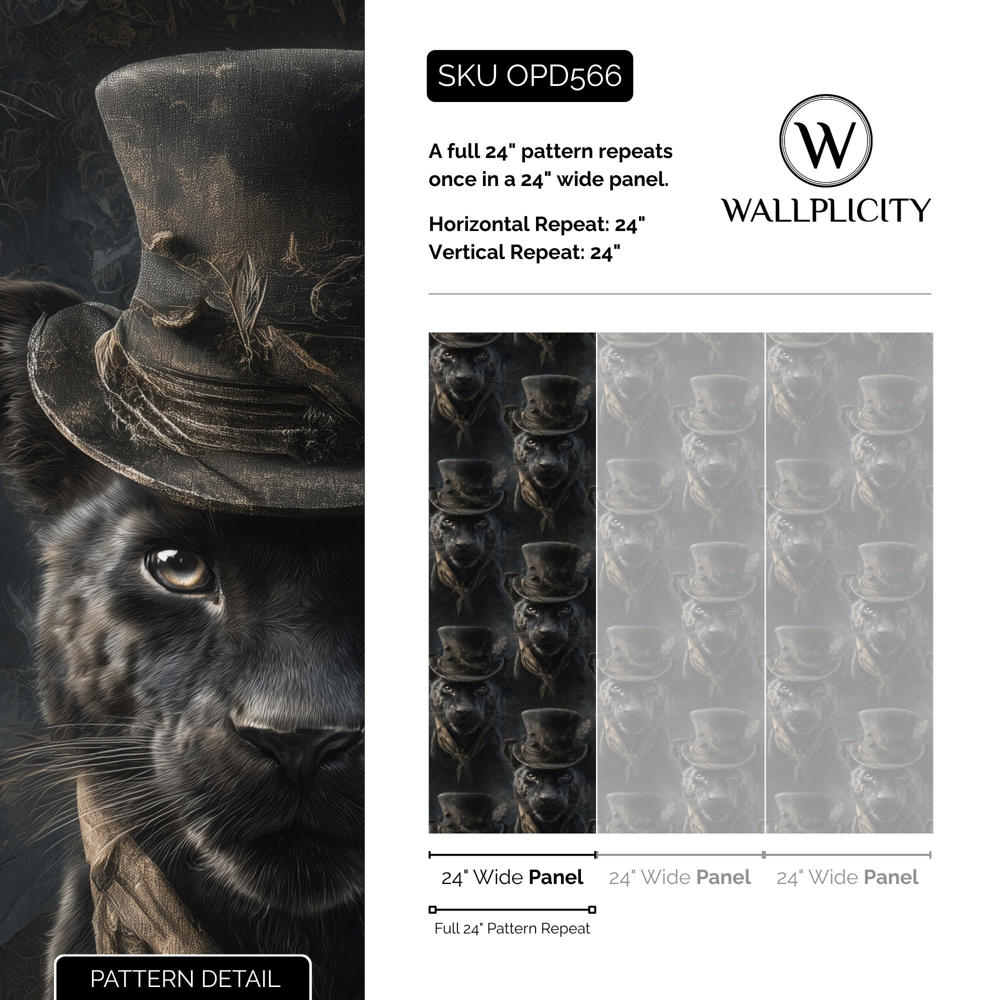Dapper Panther wallpaper pattern detail and repeat size