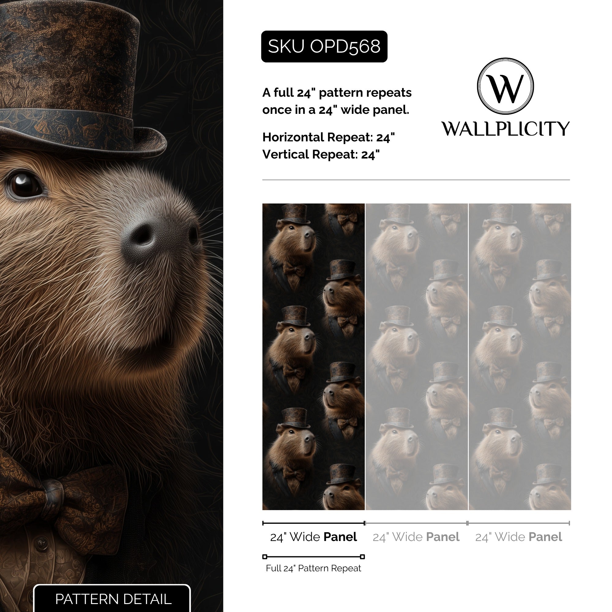 Dapper Capybara wallpaper pattern detail and repeat size